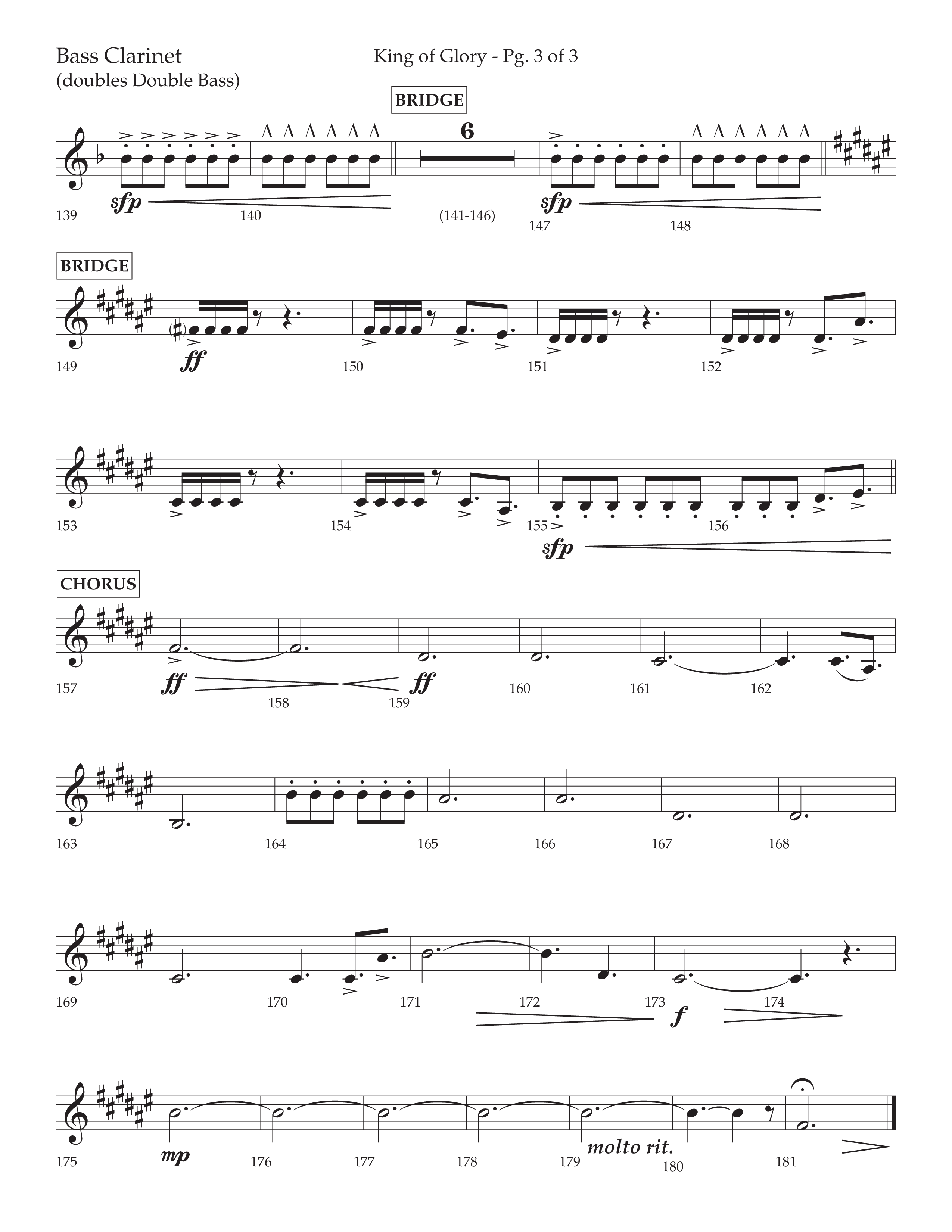 King Of Glory (Choral Anthem SATB) Bass Clarinet (Lifeway Choral / Arr. David Wise / Orch. David Shipps)