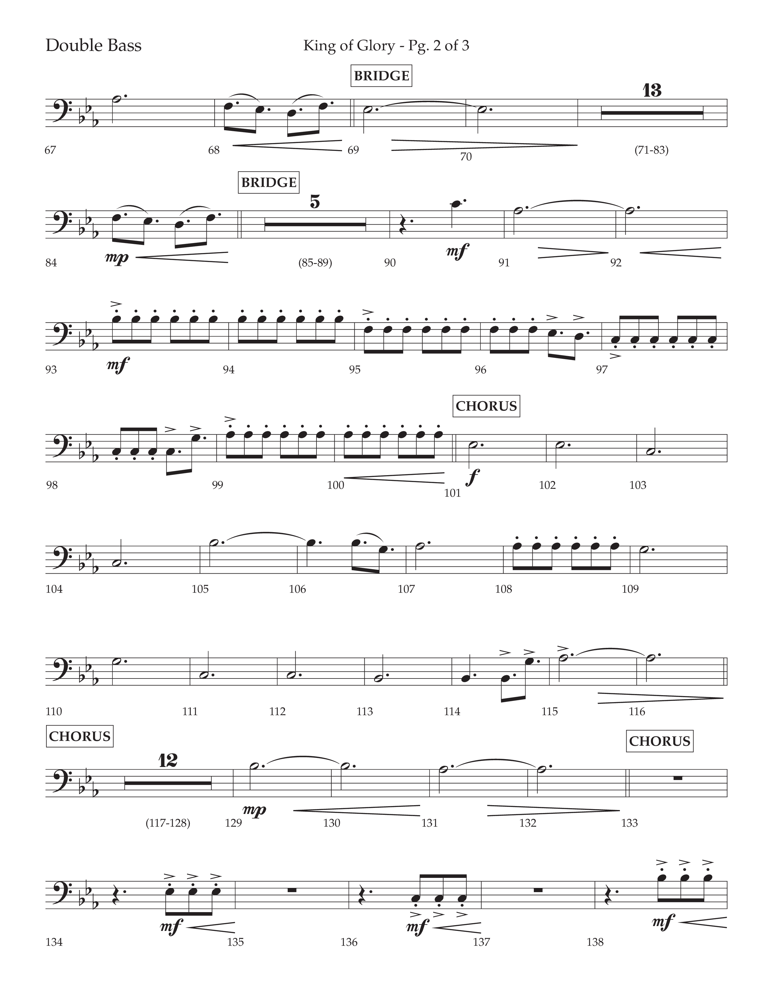 King Of Glory (Choral Anthem SATB) Double Bass (Lifeway Choral / Arr. David Wise / Orch. David Shipps)