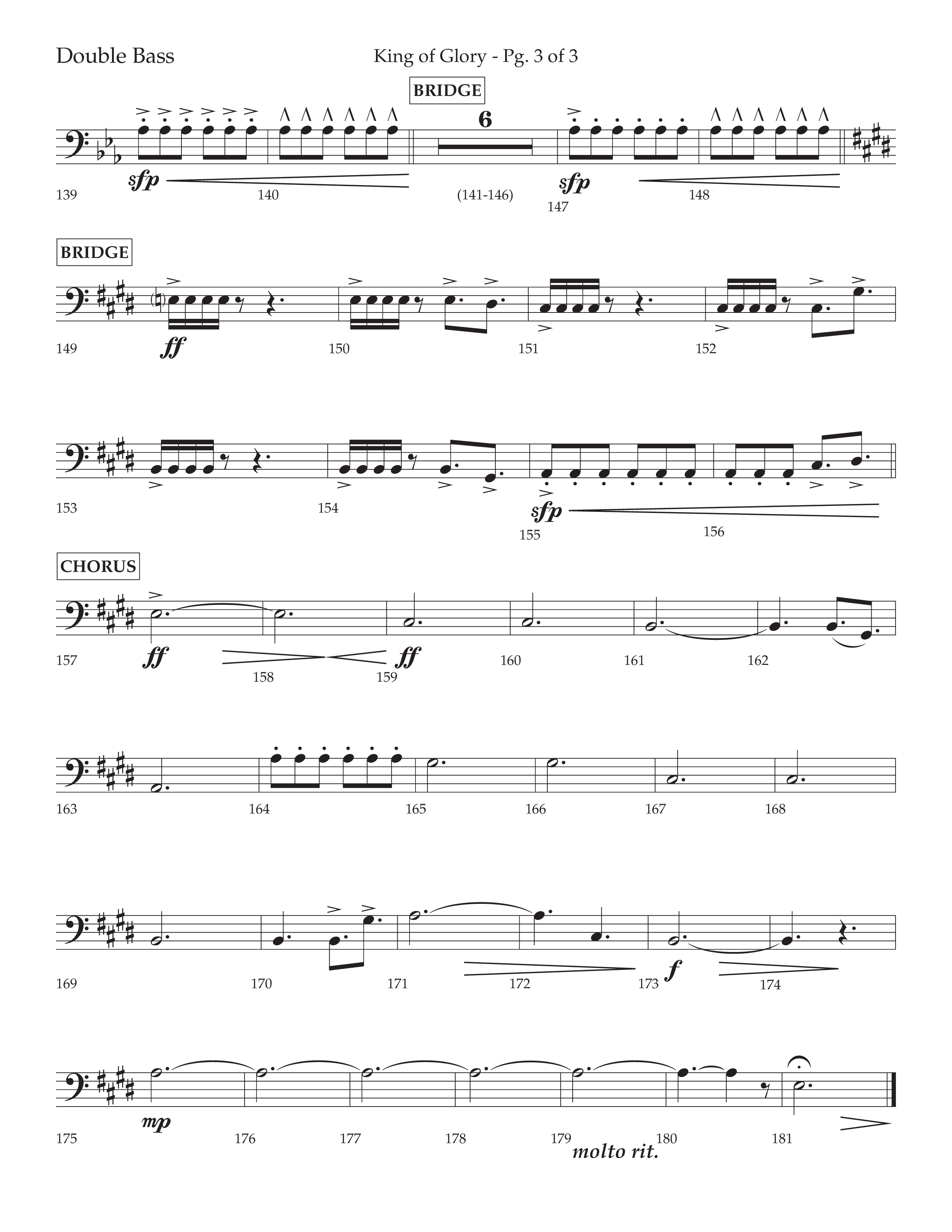 King Of Glory (Choral Anthem SATB) Double Bass (Lifeway Choral / Arr. David Wise / Orch. David Shipps)