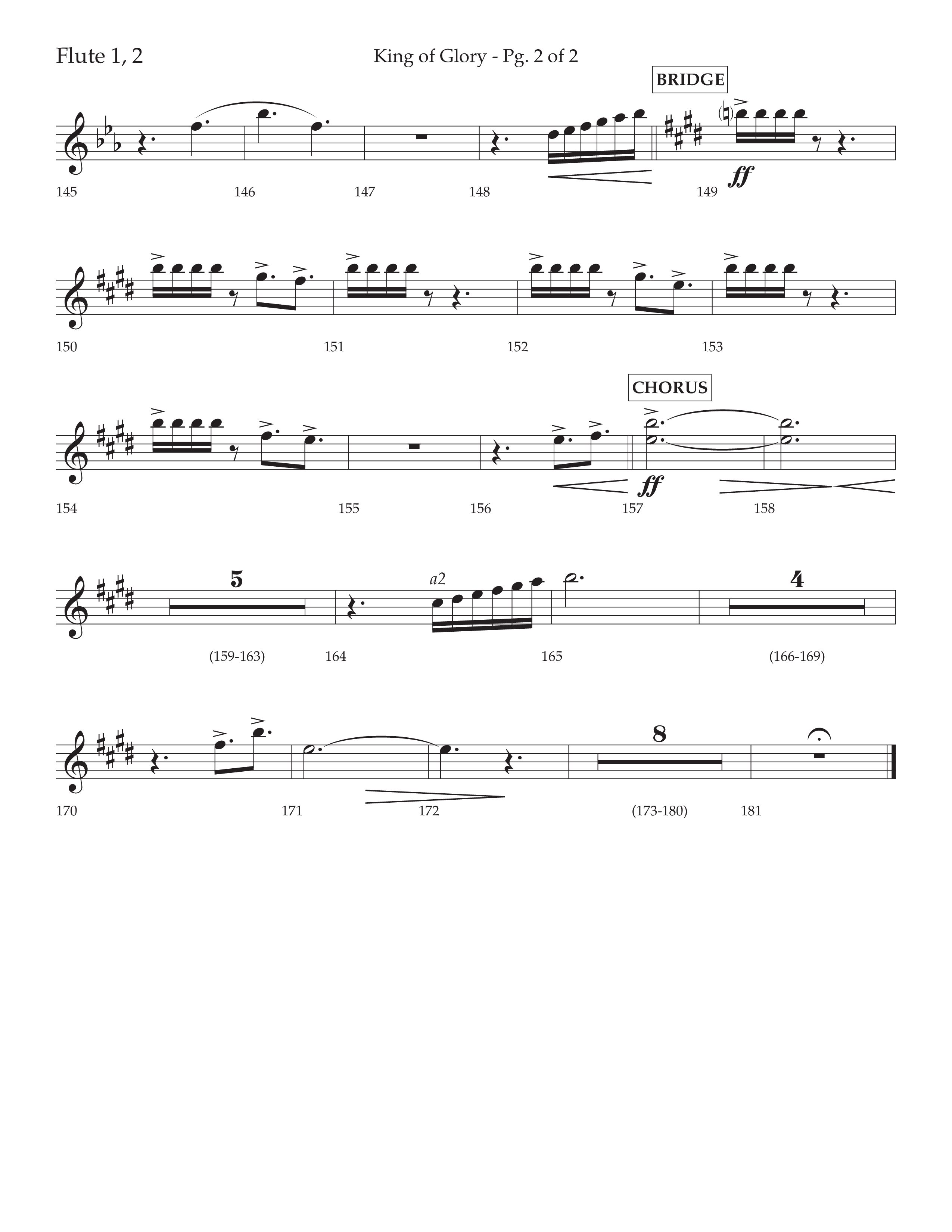 King Of Glory (Choral Anthem SATB) Flute 1/2 (Lifeway Choral / Arr. David Wise / Orch. David Shipps)