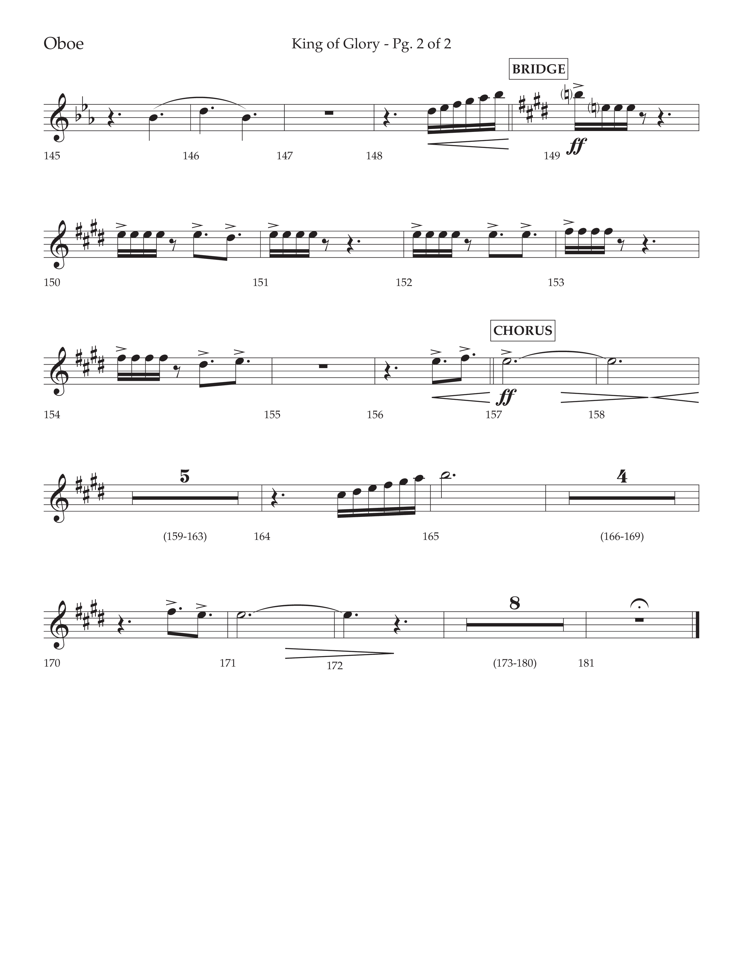 King Of Glory (Choral Anthem SATB) Oboe (Lifeway Choral / Arr. David Wise / Orch. David Shipps)