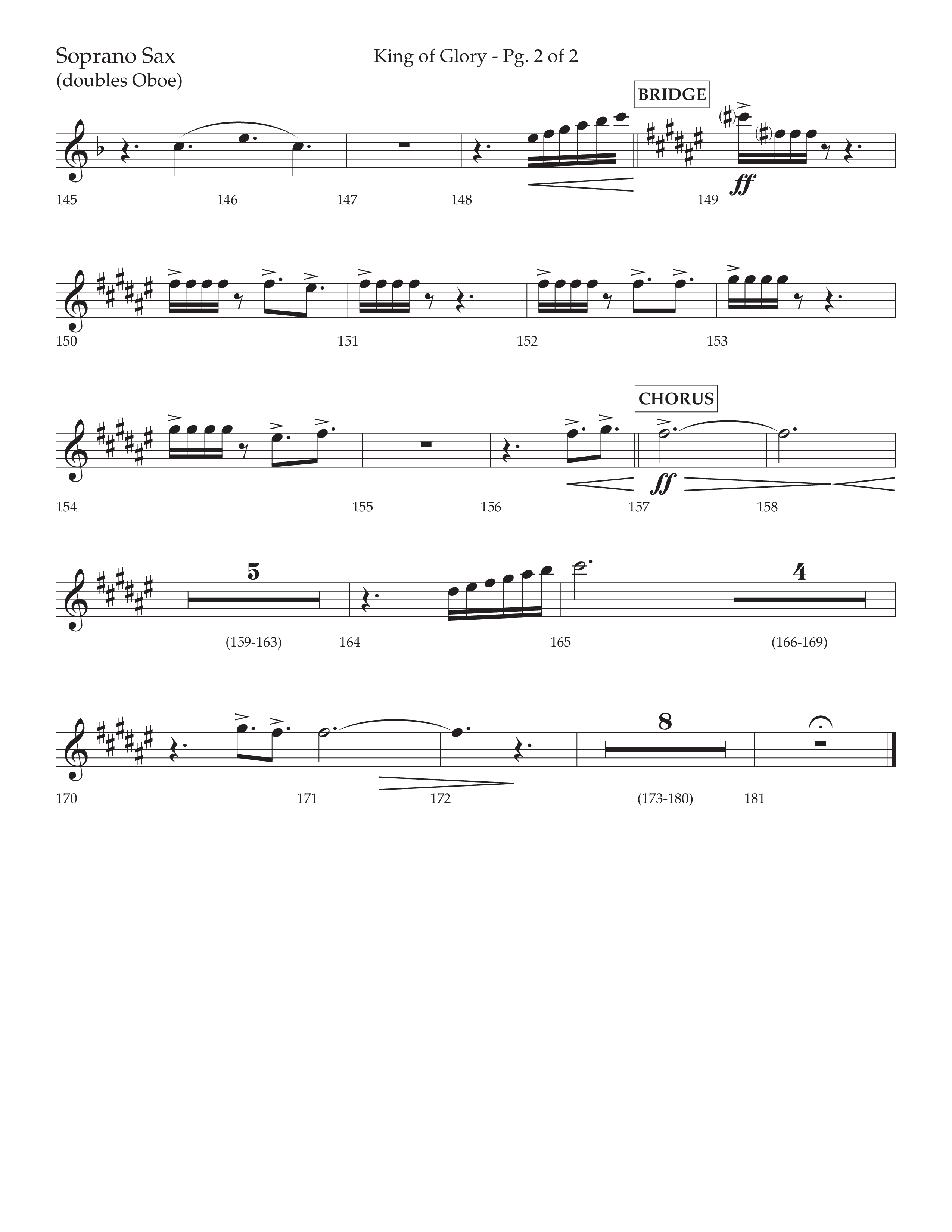 King Of Glory (Choral Anthem SATB) Soprano Sax (Lifeway Choral / Arr. David Wise / Orch. David Shipps)