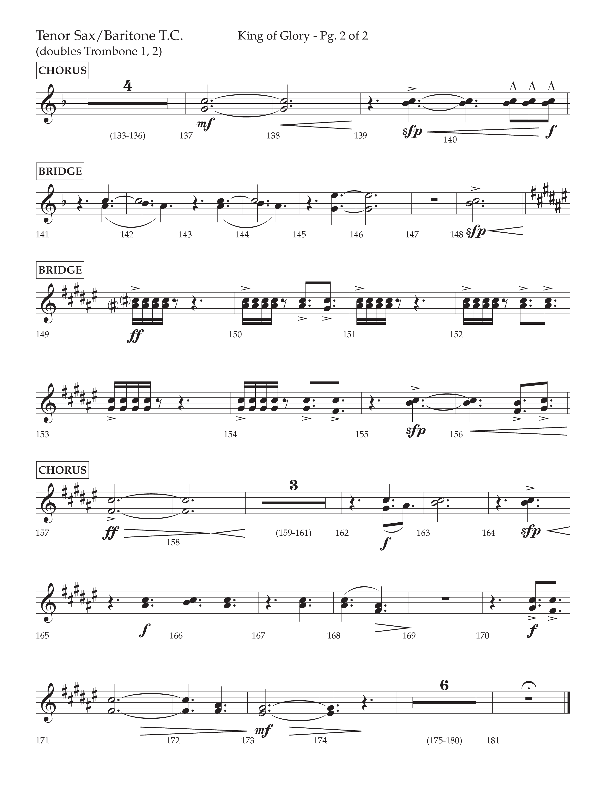 King Of Glory (Choral Anthem SATB) Tenor Sax/Baritone T.C. (Lifeway Choral / Arr. David Wise / Orch. David Shipps)