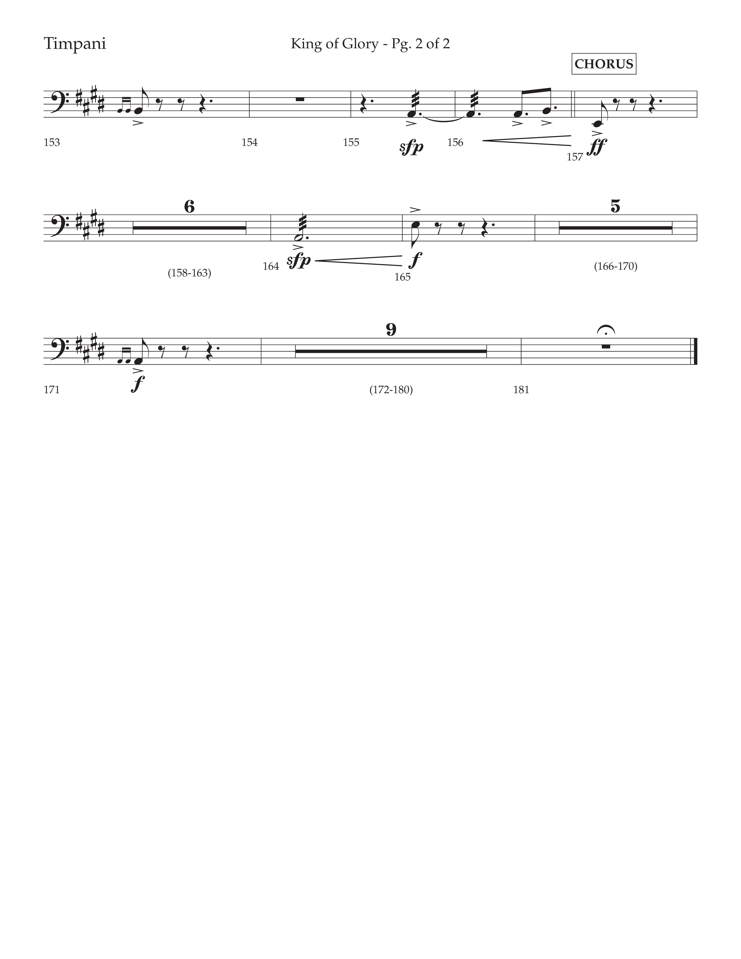 King Of Glory (Choral Anthem SATB) Timpani (Lifeway Choral / Arr. David Wise / Orch. David Shipps)