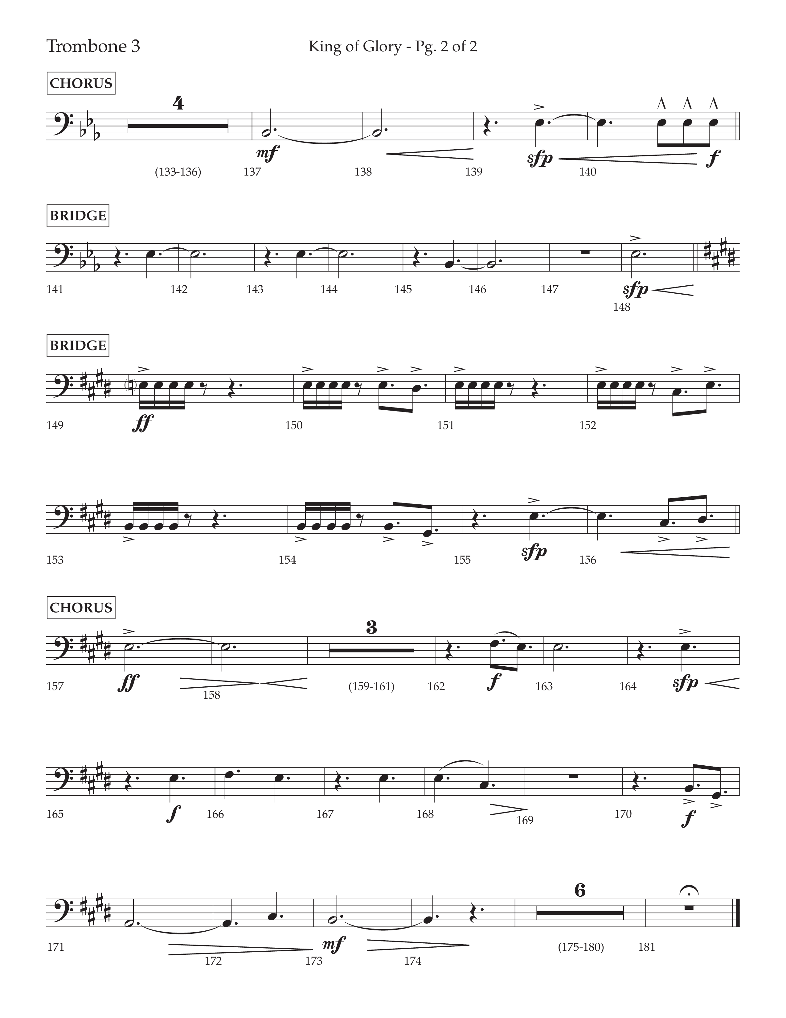 King Of Glory (Choral Anthem SATB) Trombone 3 (Lifeway Choral / Arr. David Wise / Orch. David Shipps)