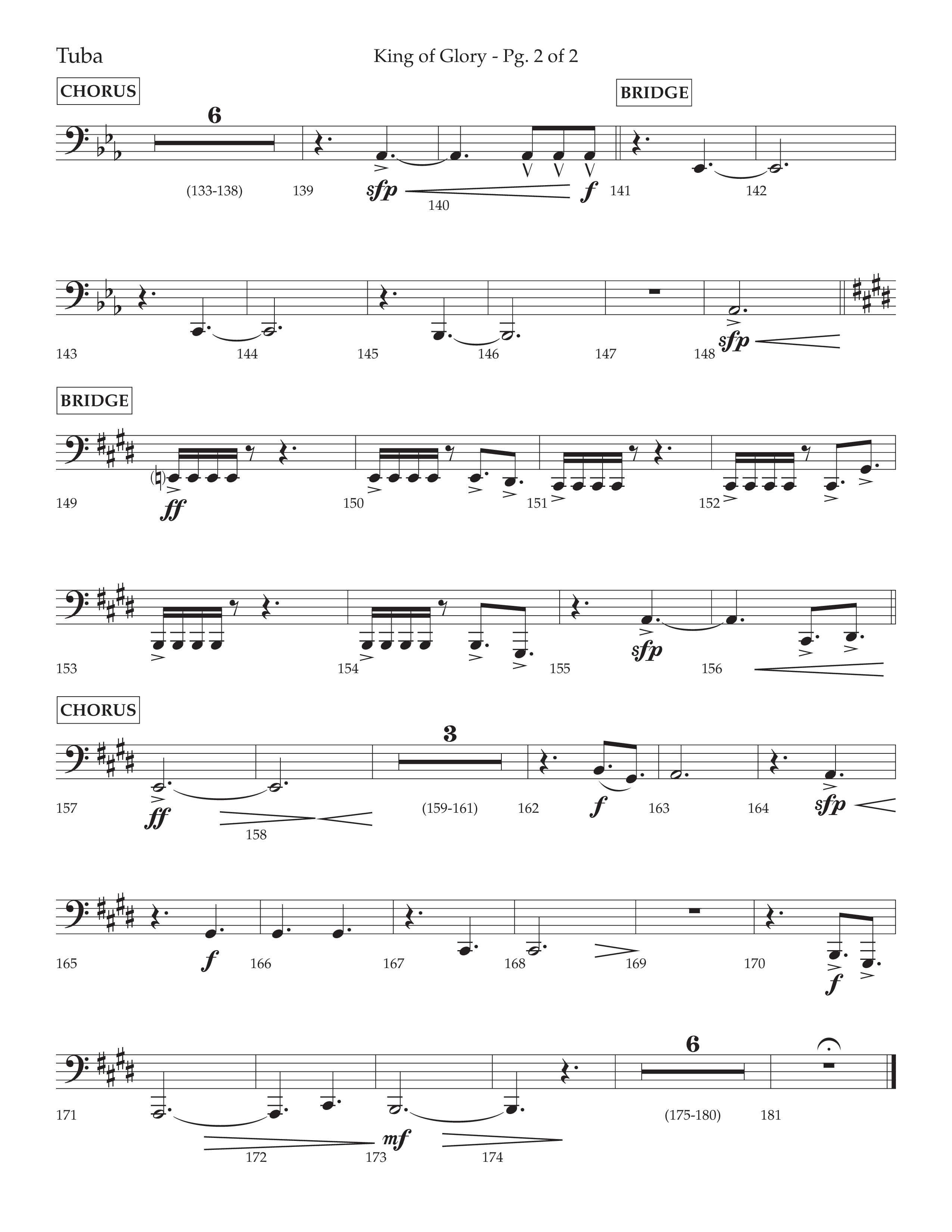 King Of Glory (Choral Anthem SATB) Tuba (Lifeway Choral / Arr. David Wise / Orch. David Shipps)