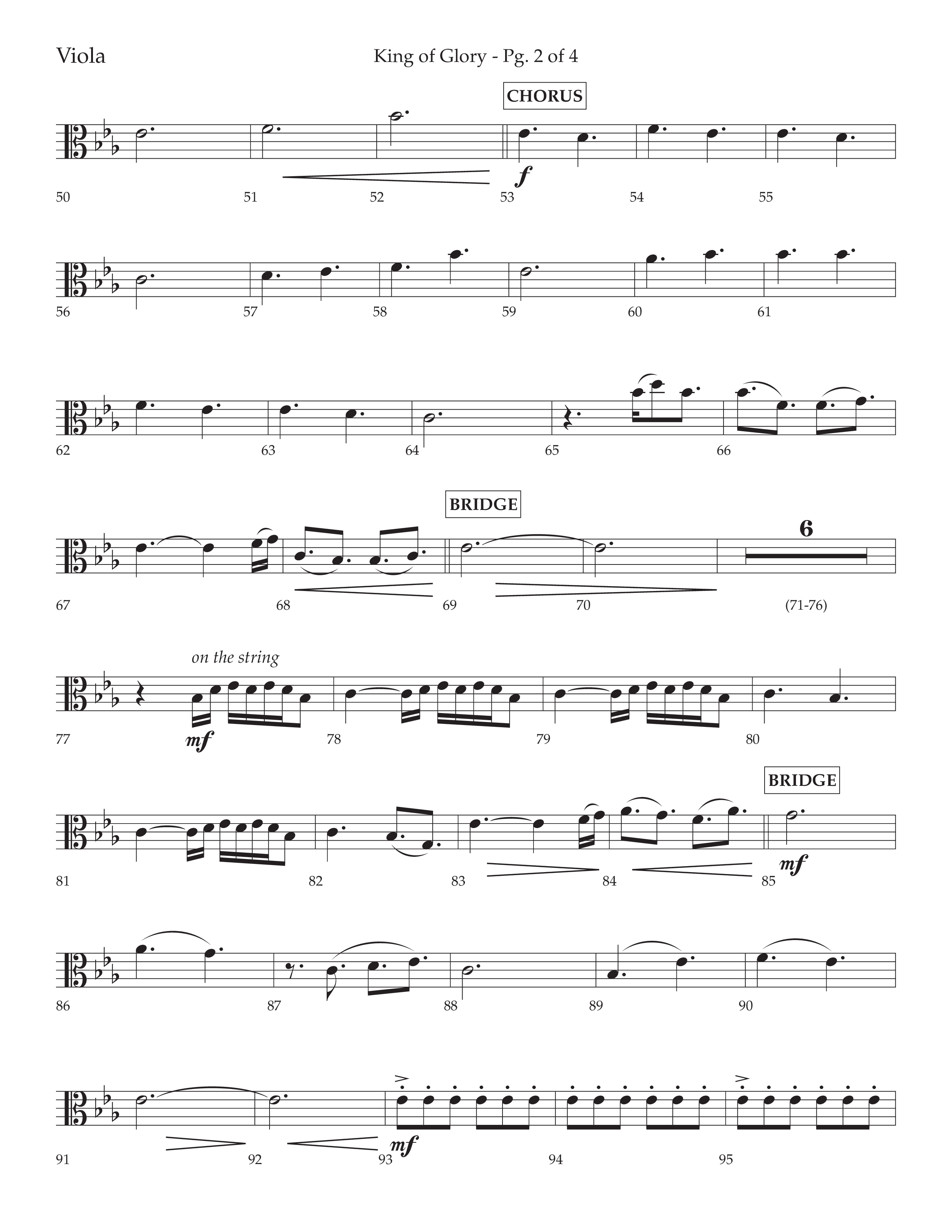 King Of Glory (Choral Anthem SATB) Viola (Lifeway Choral / Arr. David Wise / Orch. David Shipps)