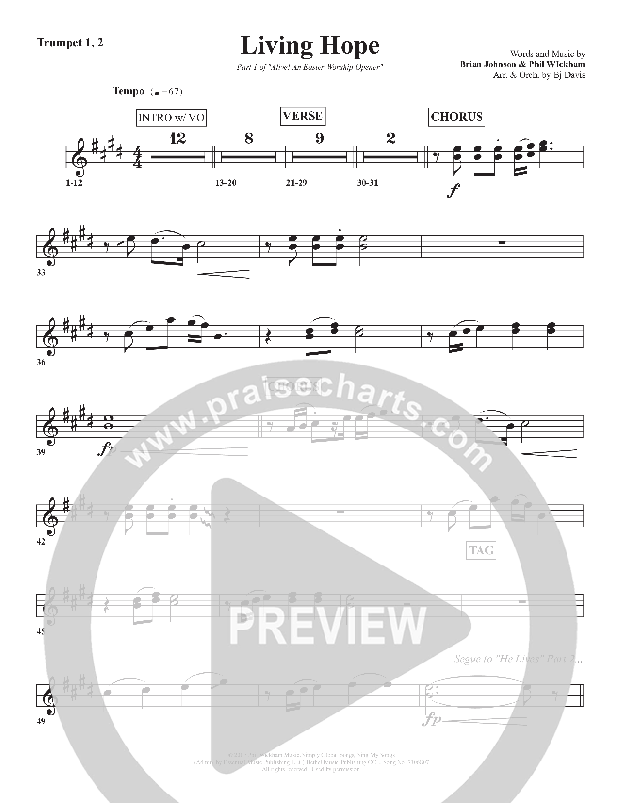 Living Hope Trumpet 1,2 (Bell Shoals Music / Arr. BJ Davis)