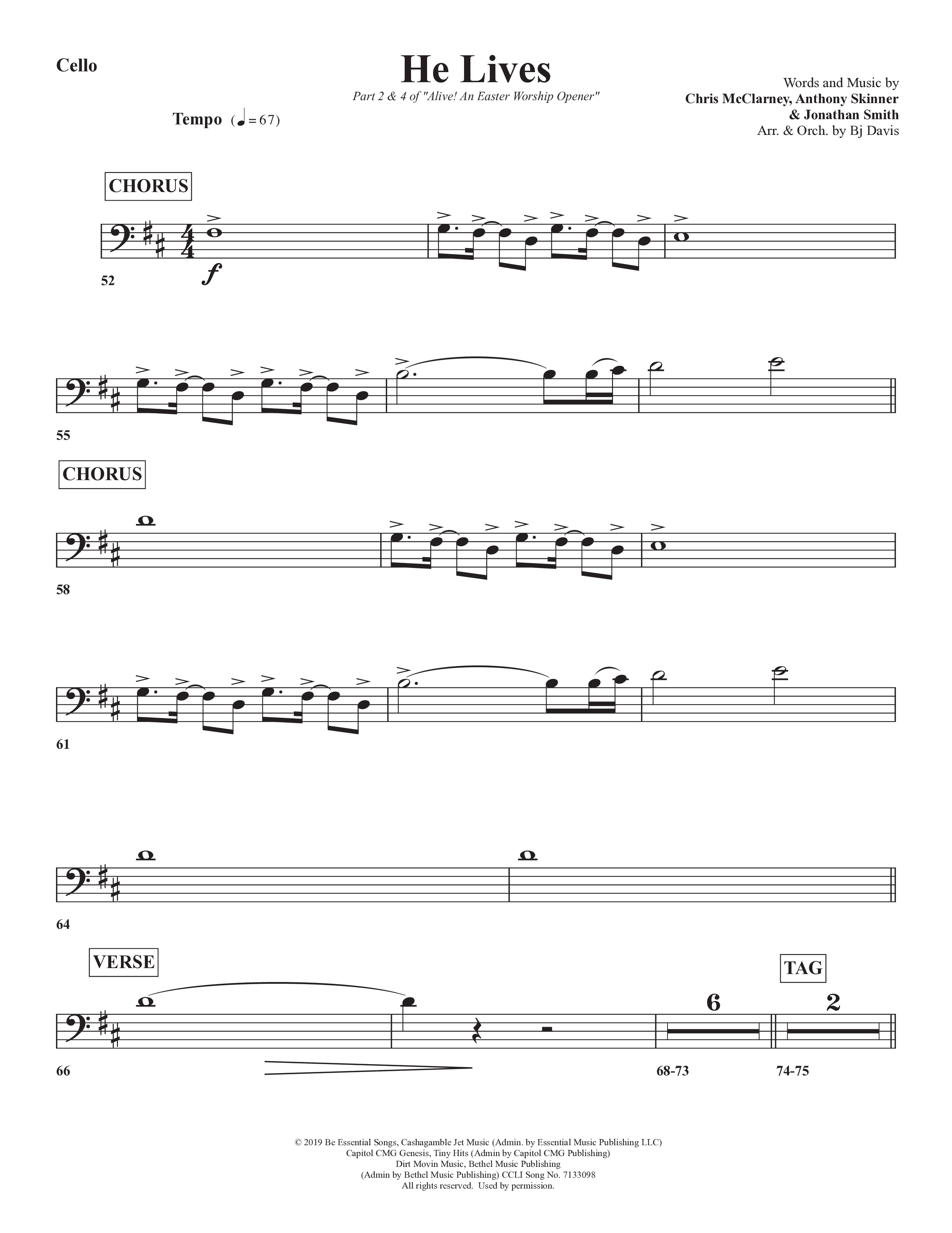 He Lives Cello (Bell Shoals Music / Arr. BJ Davis)