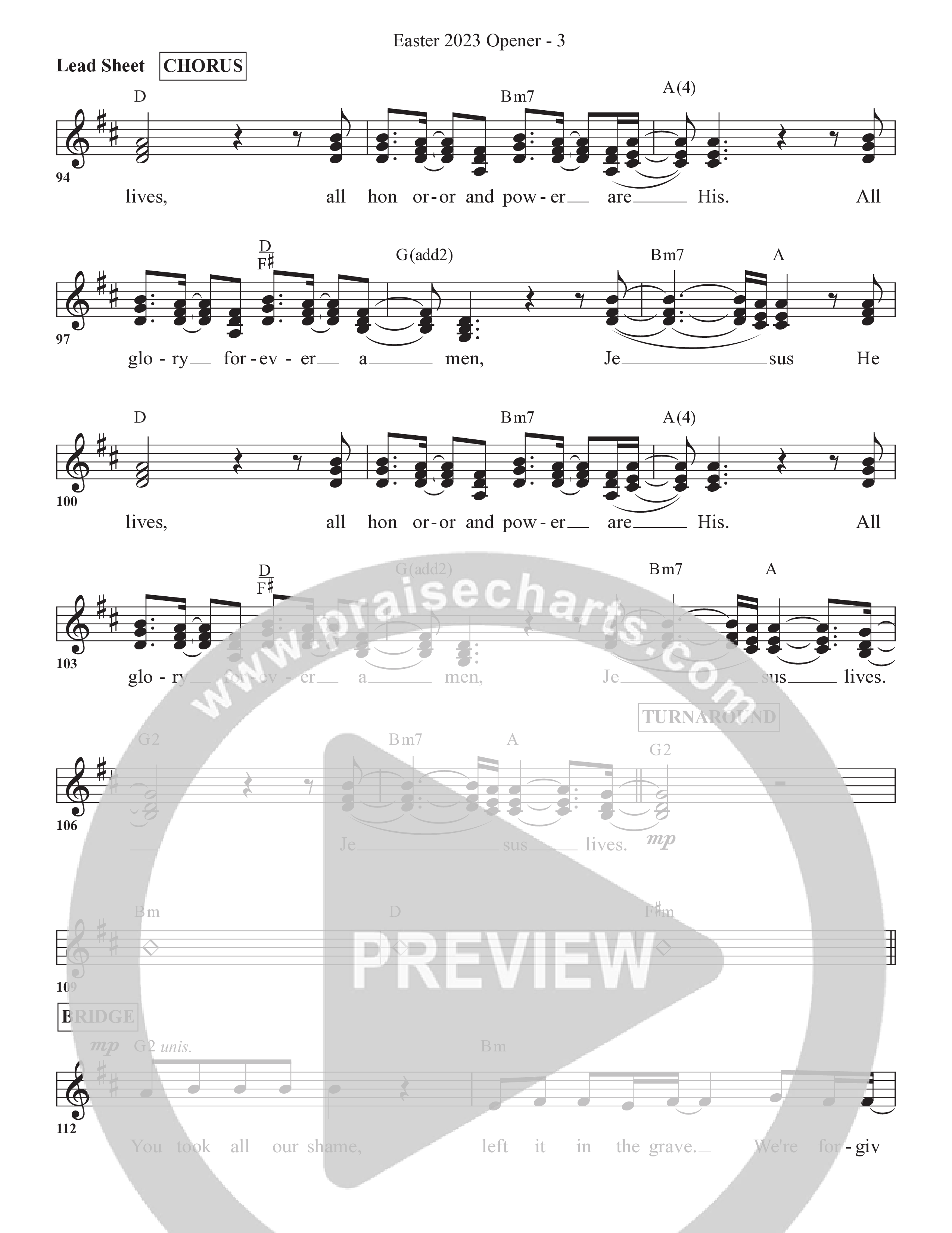 He Lives Lead Sheet (SAT) (Bell Shoals Music / Arr. BJ Davis)