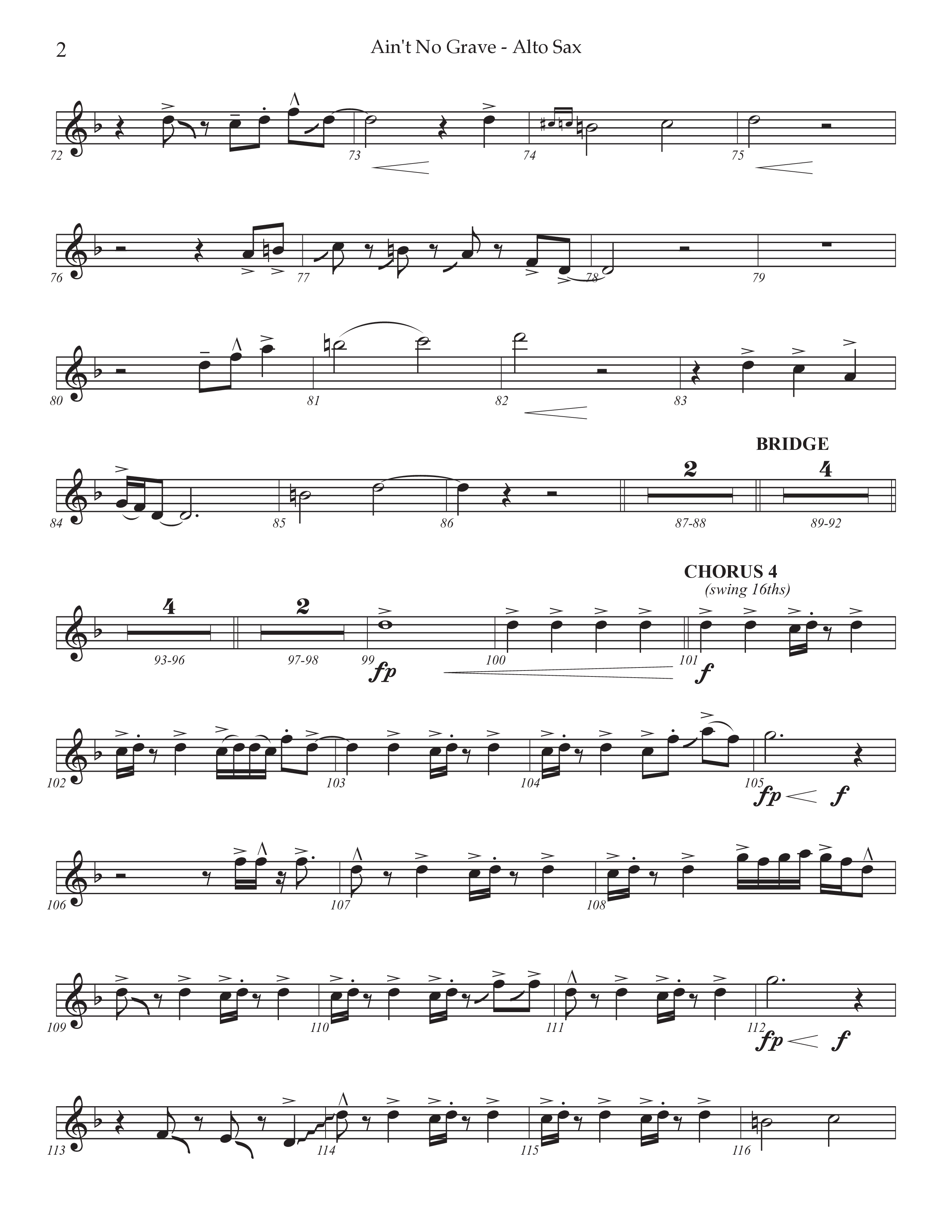 Ain't No Grave (Choral Anthem SATB) Alto Sax (Prestonwood Choir / Prestonwood Worship / Arr. Jonathan Walker)