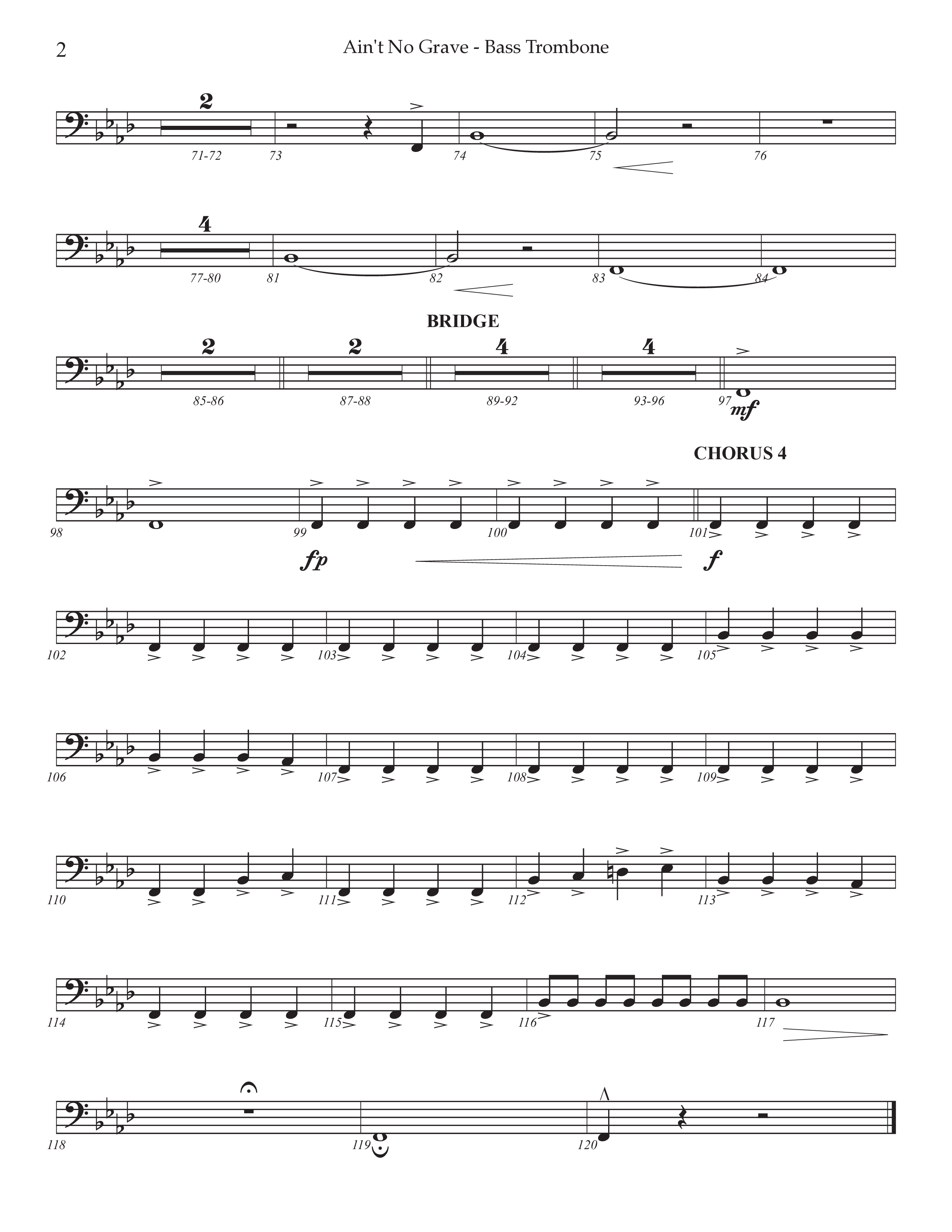 Ain't No Grave (Choral Anthem SATB) Bass Trombone (Prestonwood Choir / Prestonwood Worship / Arr. Jonathan Walker)