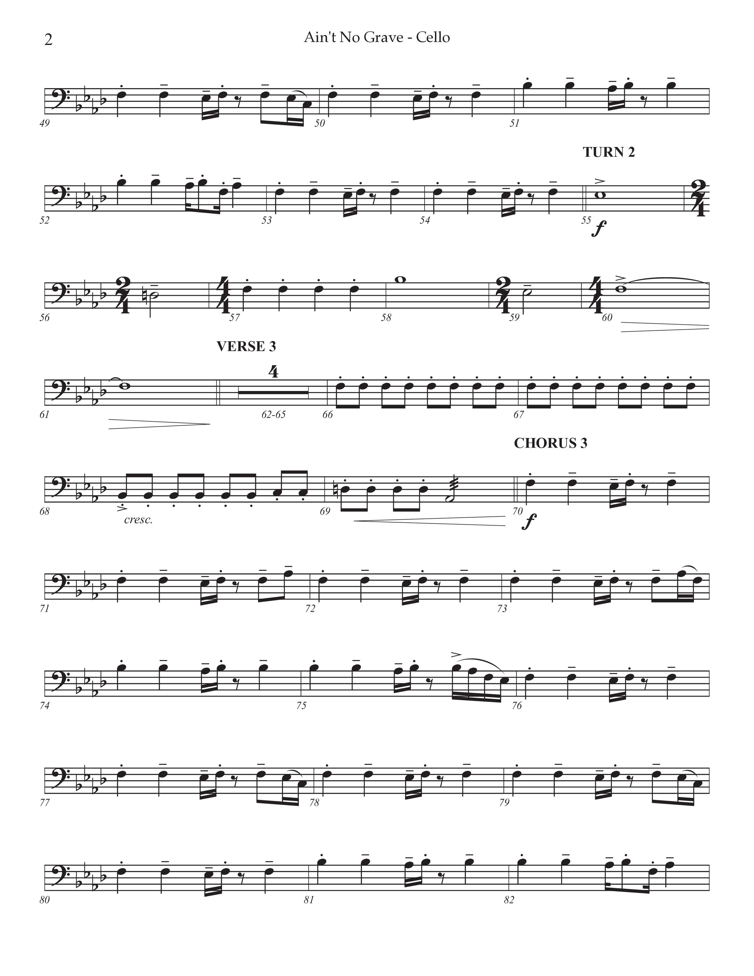 Ain't No Grave (Choral Anthem SATB) Cello (Prestonwood Choir / Prestonwood Worship / Arr. Jonathan Walker)