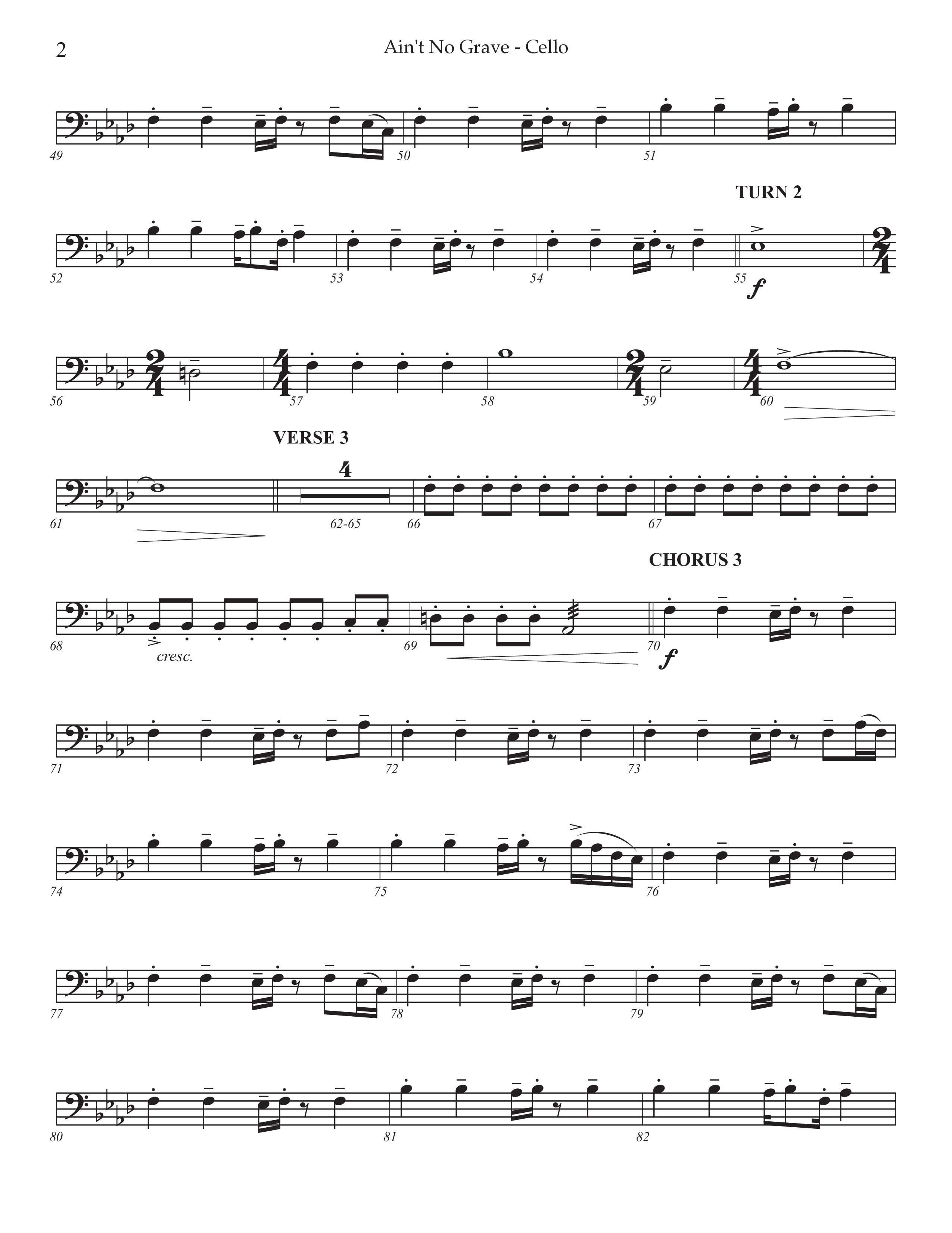 Ain't No Grave (Choral Anthem SATB) Cello (Prestonwood Choir / Prestonwood Worship / Arr. Jonathan Walker)
