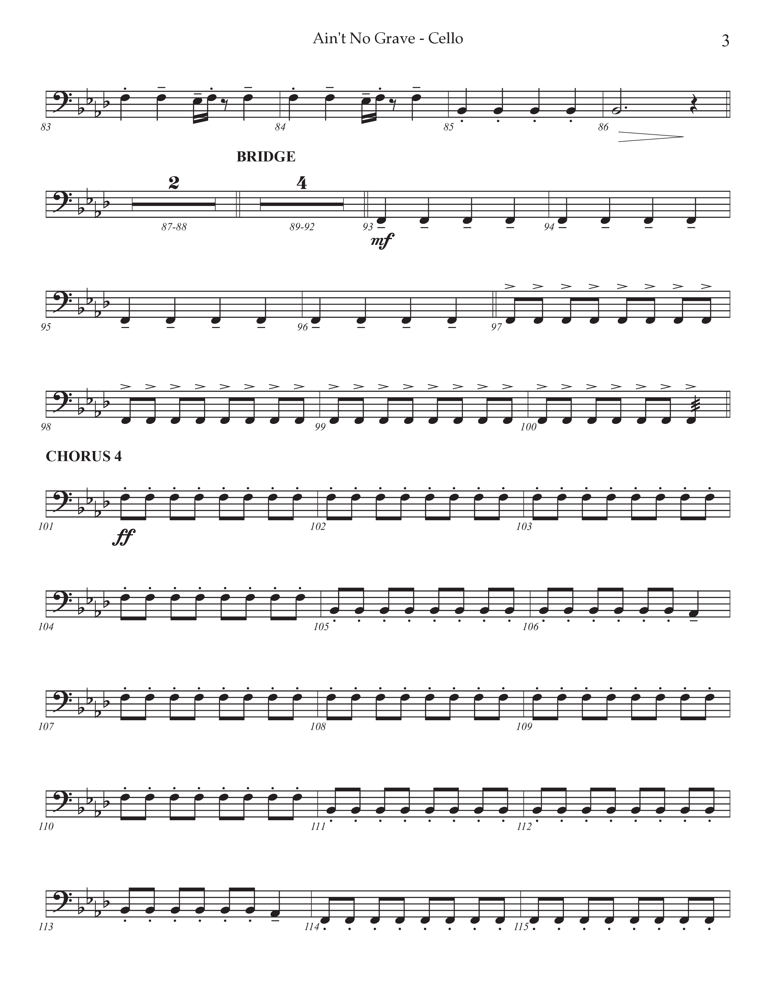 Ain't No Grave (Choral Anthem SATB) Cello (Prestonwood Choir / Prestonwood Worship / Arr. Jonathan Walker)