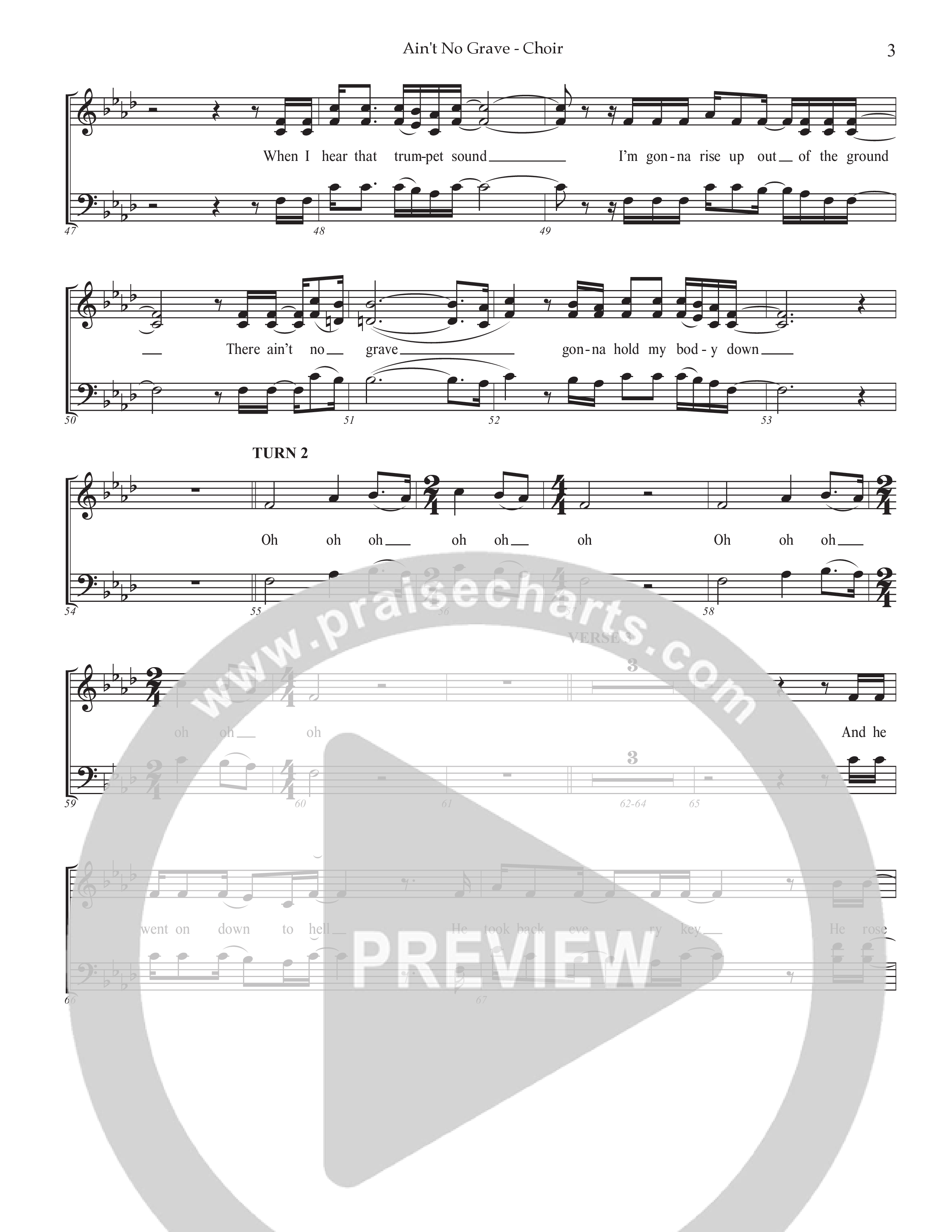 Ain't No Grave (Choral Anthem SATB) Choir Sheet CH (Prestonwood Choir / Prestonwood Worship / Arr. Jonathan Walker)