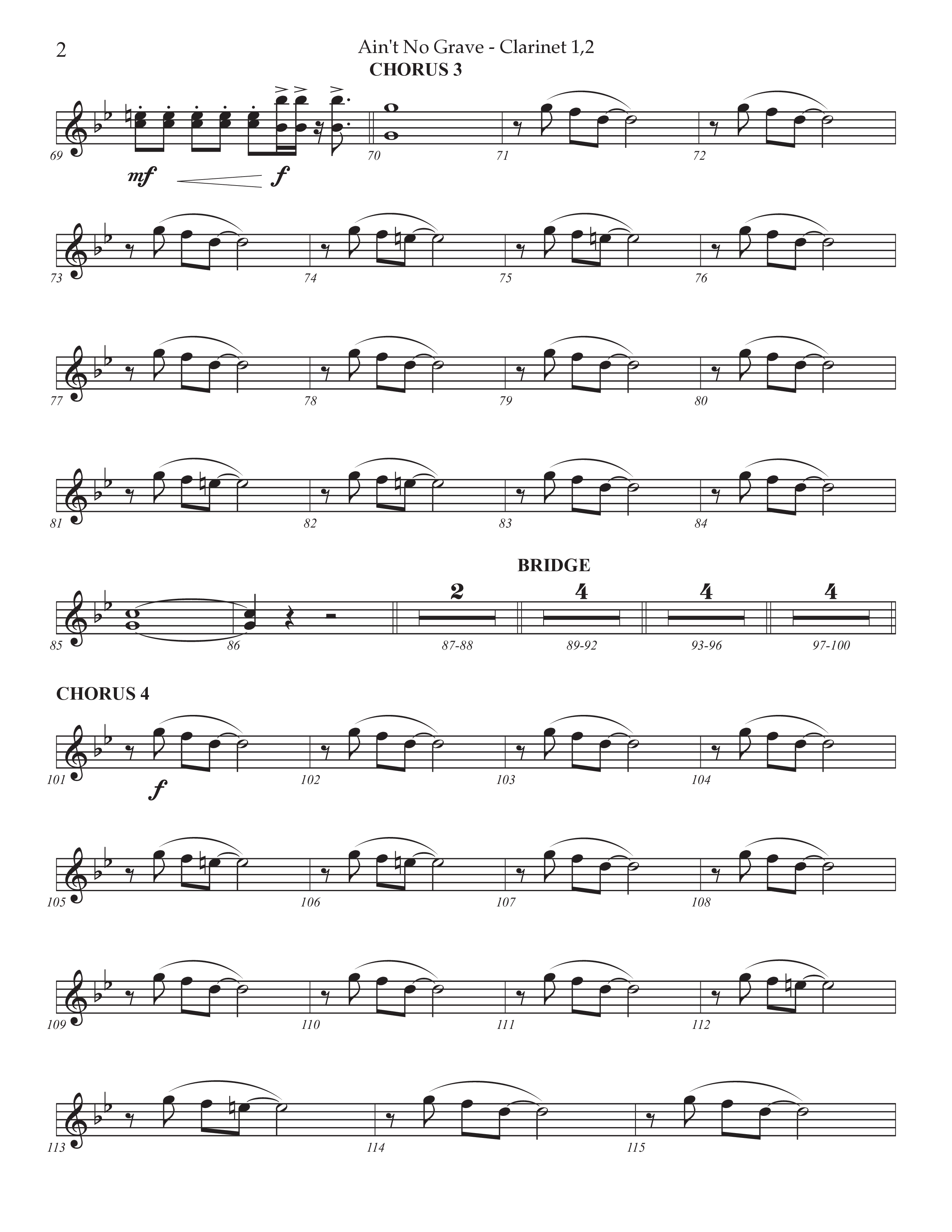 Ain't No Grave (Choral Anthem SATB) Clarinet 1/2 (Prestonwood Choir / Prestonwood Worship / Arr. Jonathan Walker)