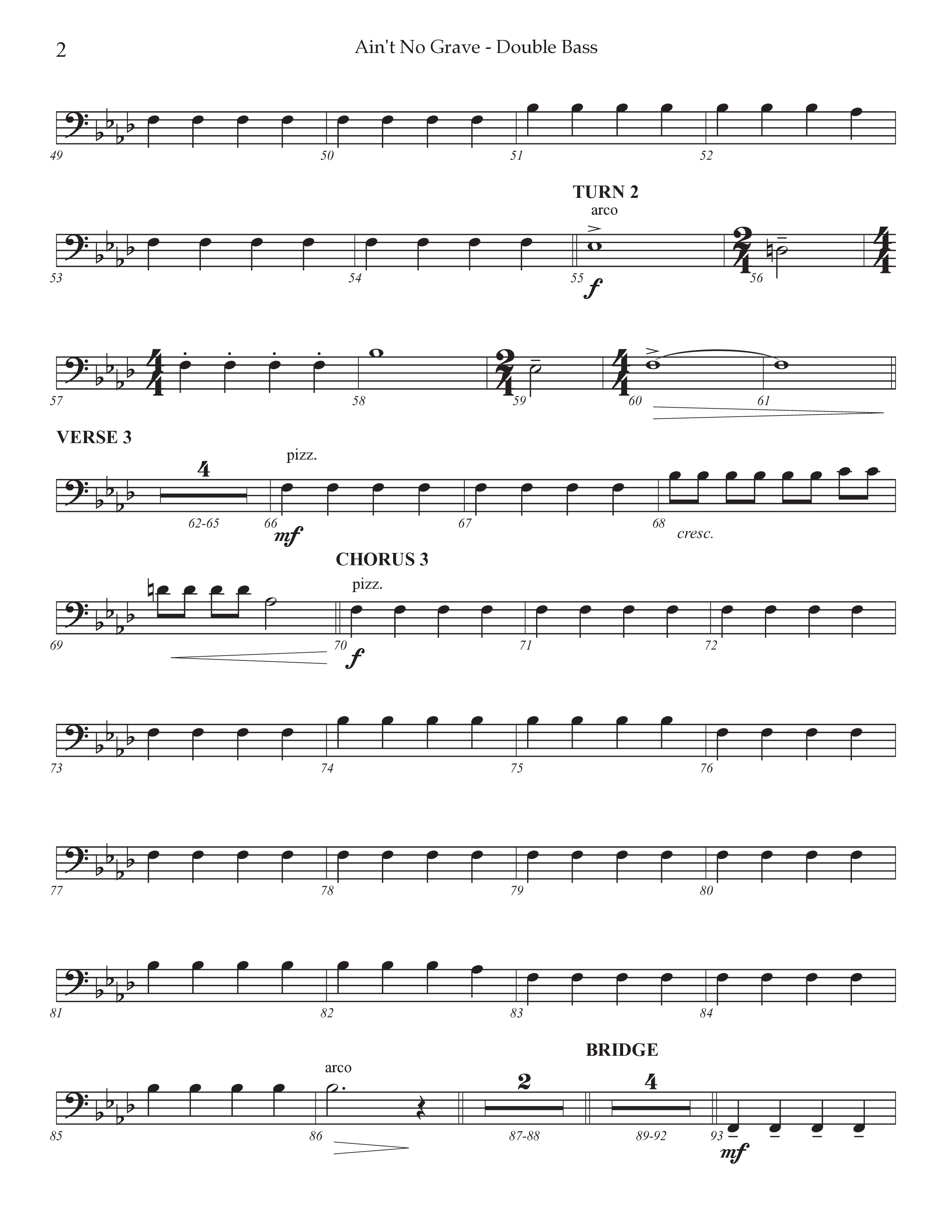Ain't No Grave (Choral Anthem SATB) Double Bass (Prestonwood Choir / Prestonwood Worship / Arr. Jonathan Walker)