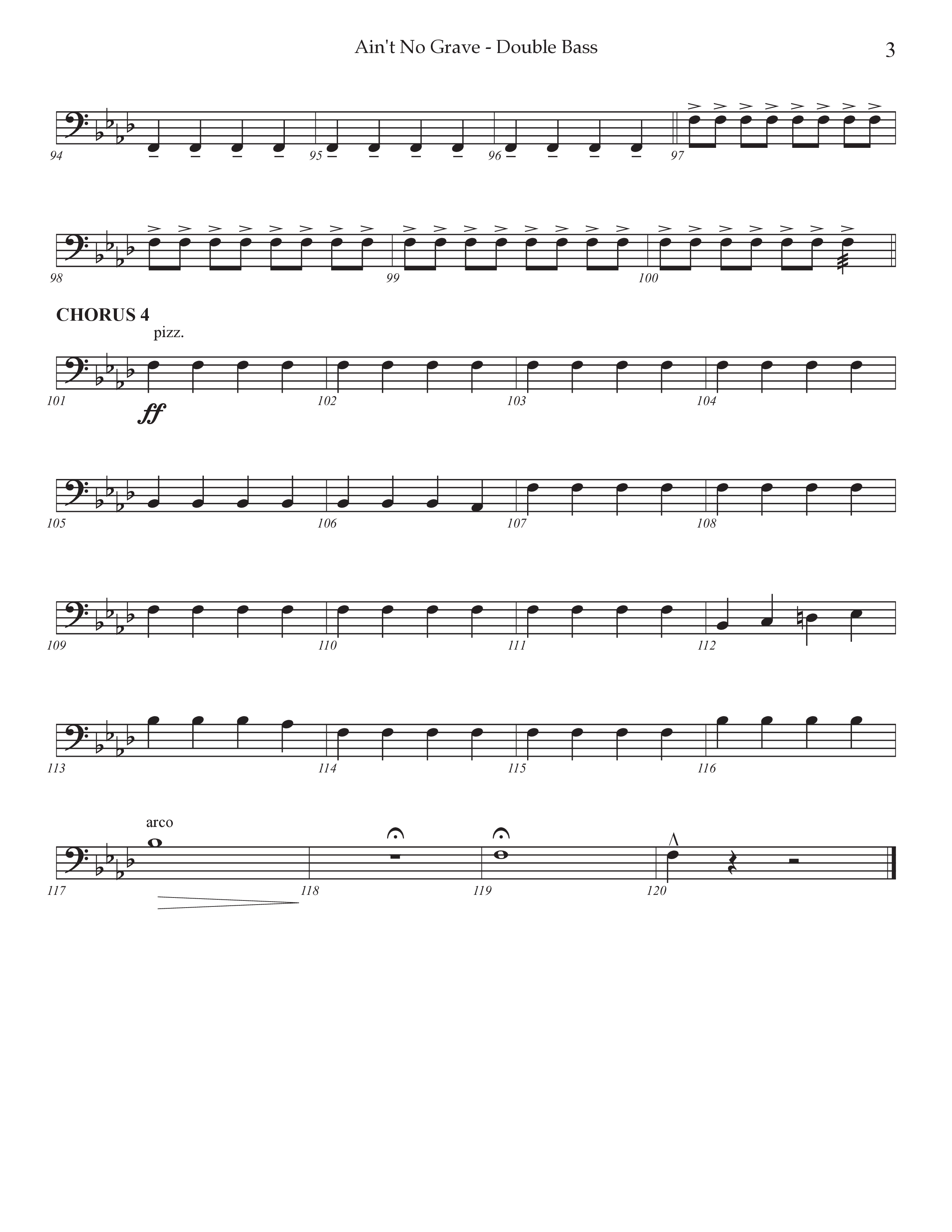 Ain't No Grave (Choral Anthem SATB) Double Bass (Prestonwood Choir / Prestonwood Worship / Arr. Jonathan Walker)