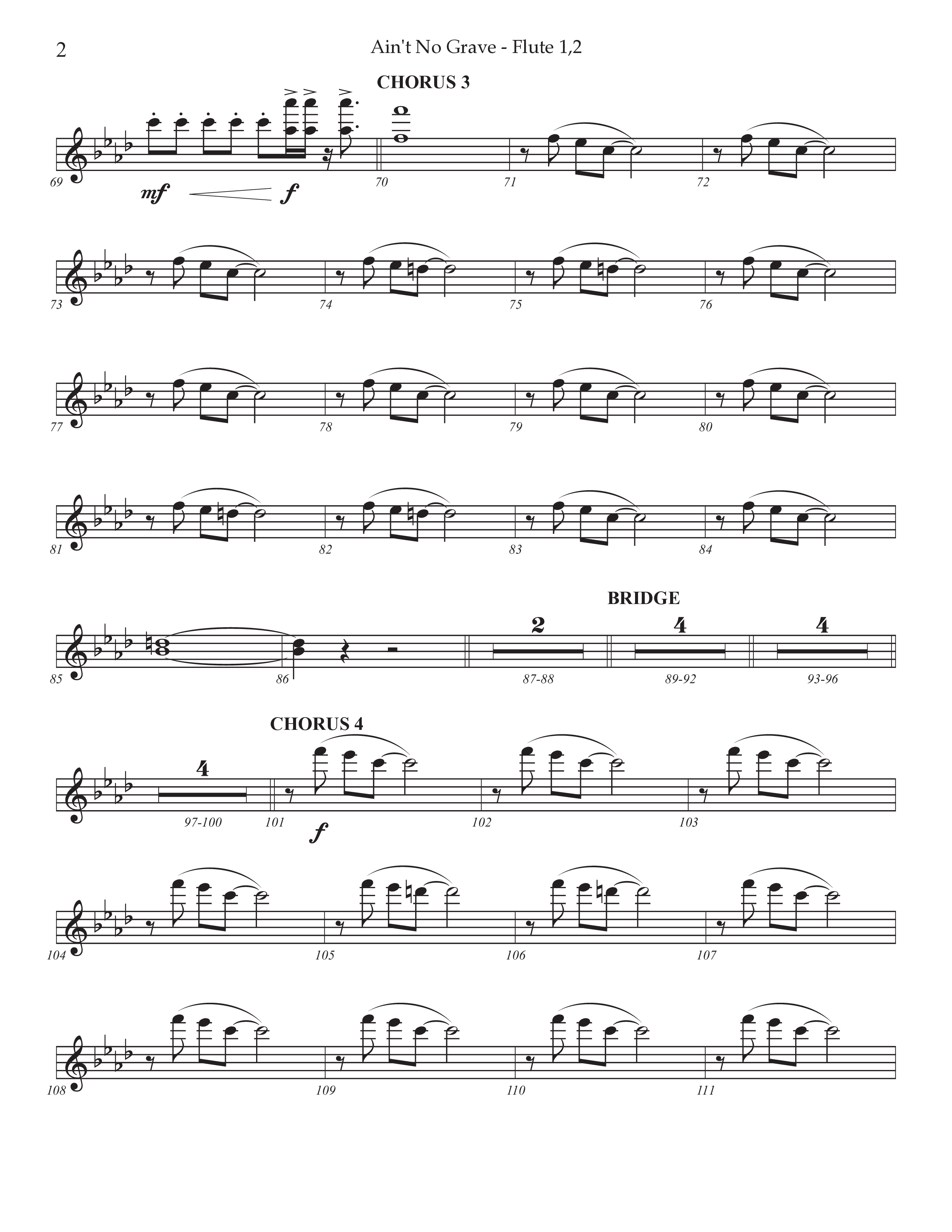 Ain't No Grave (Choral Anthem SATB) Flute 1/2 (Prestonwood Choir / Prestonwood Worship / Arr. Jonathan Walker)