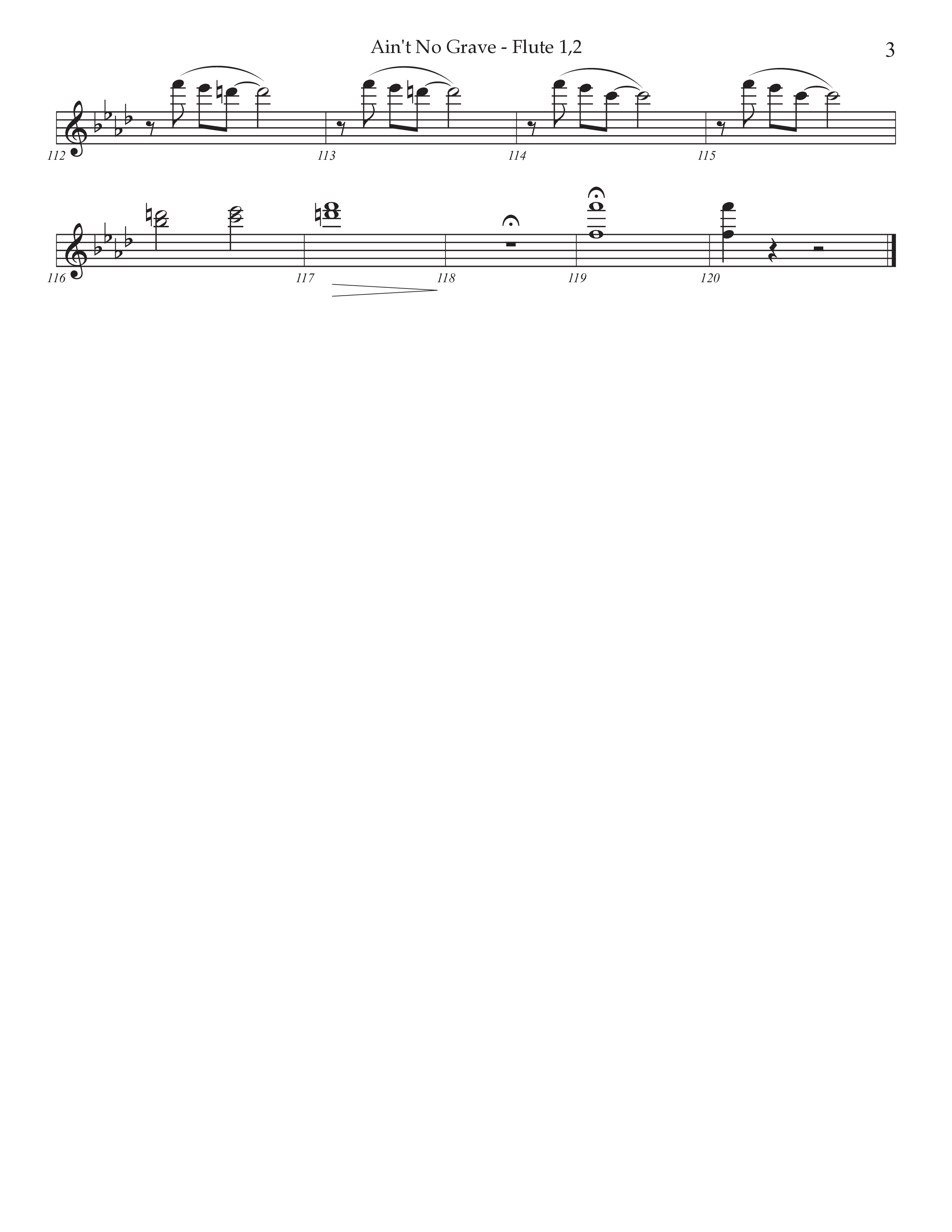 Ain't No Grave (Choral Anthem SATB) Flute 1/2 (Prestonwood Choir / Prestonwood Worship / Arr. Jonathan Walker)