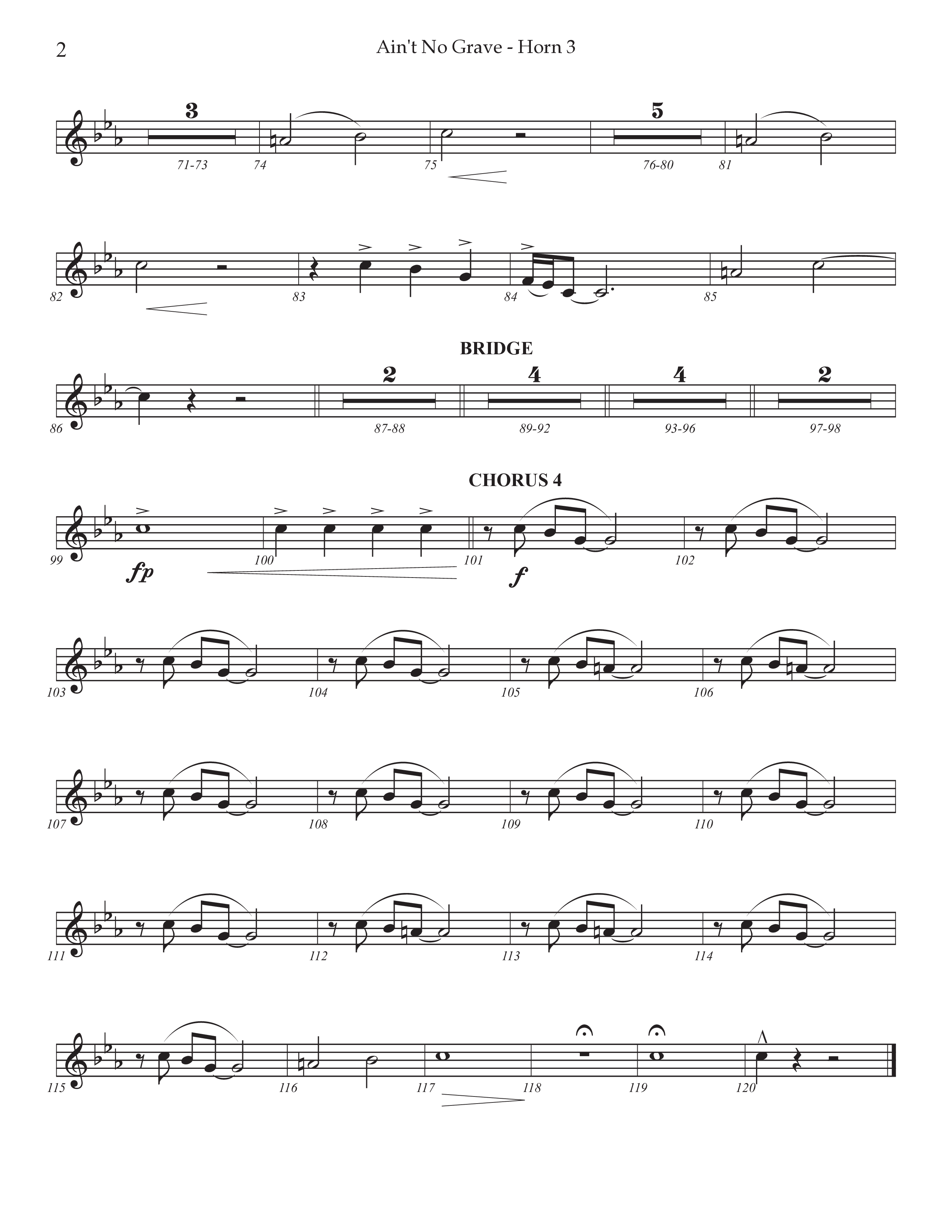 Ain't No Grave (Choral Anthem SATB) French Horn 3 (Prestonwood Choir / Prestonwood Worship / Arr. Jonathan Walker)