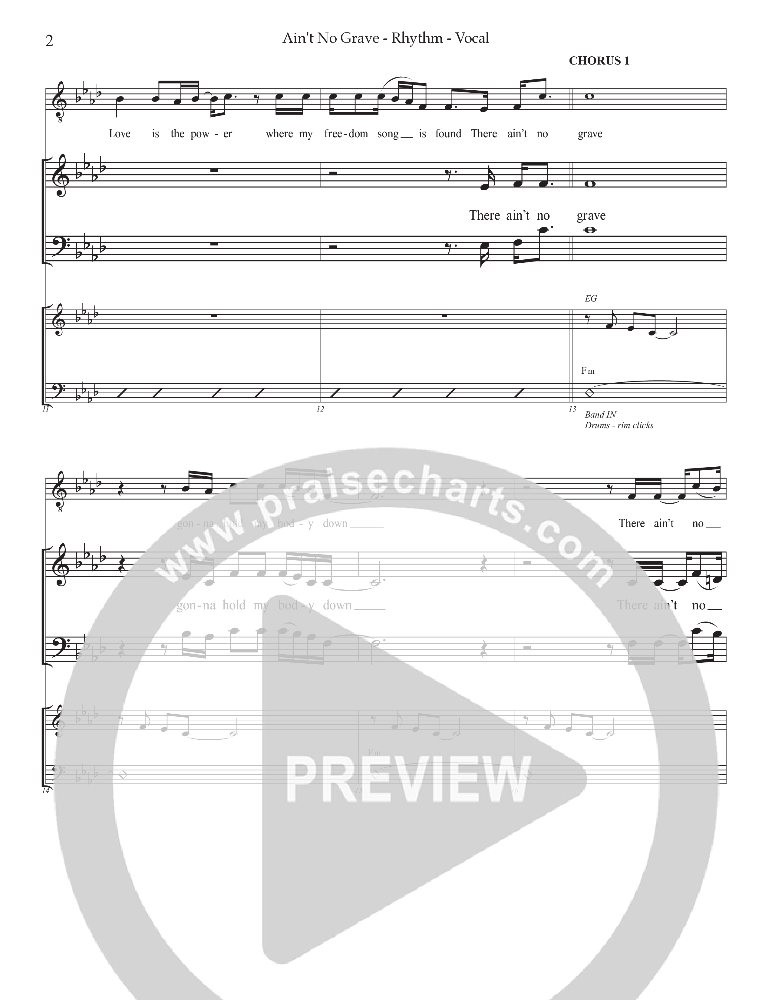 Ain't No Grave (Choral Anthem SATB) Rhythm/Vocal (Prestonwood Choir / Prestonwood Worship / Arr. Jonathan Walker)