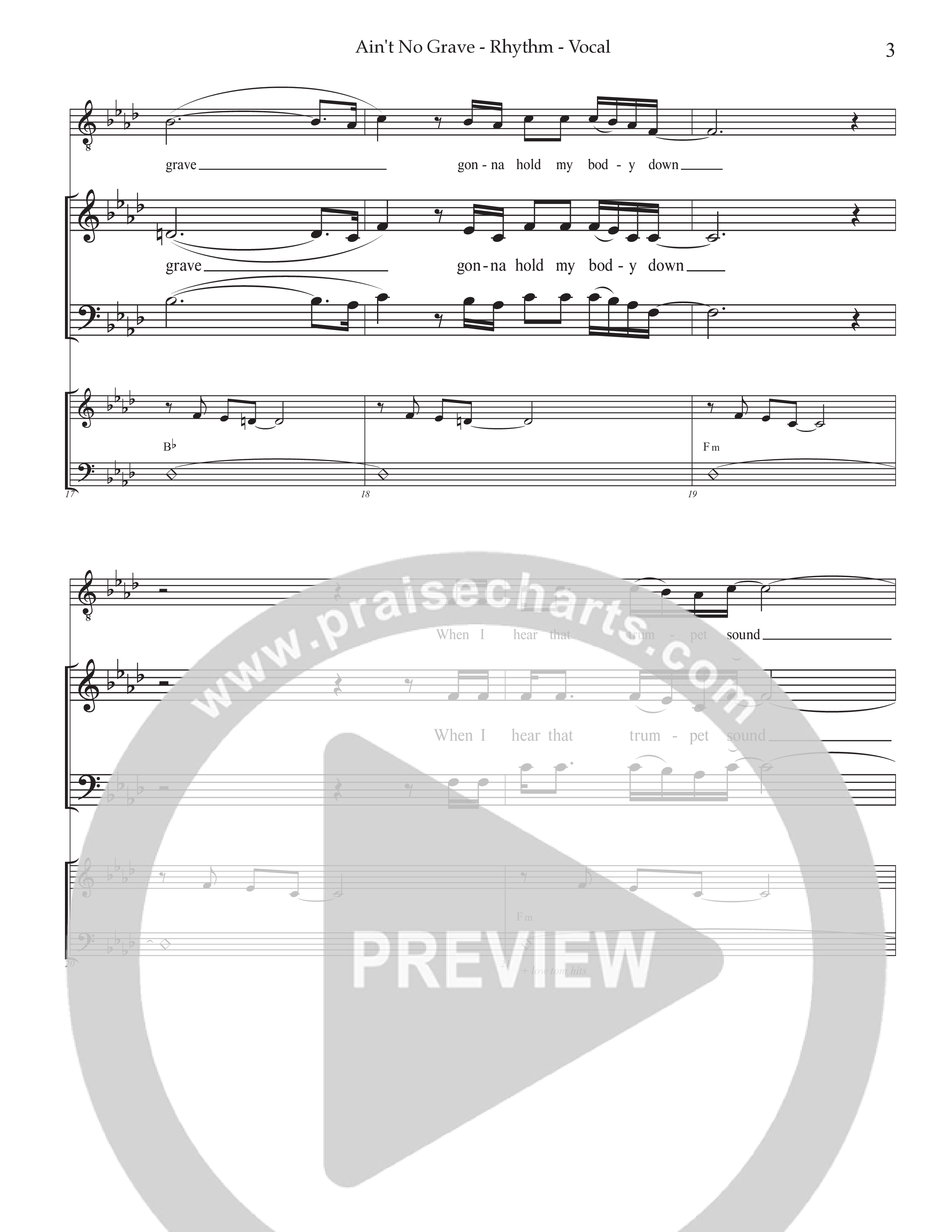 Ain't No Grave (Choral Anthem SATB) Rhythm/Vocal (Prestonwood Choir / Prestonwood Worship / Arr. Jonathan Walker)