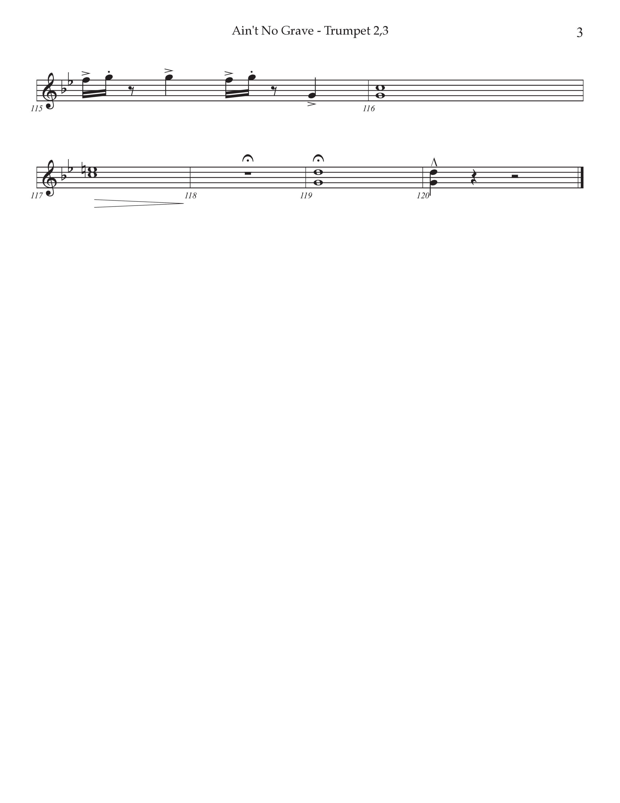 Ain't No Grave (Choral Anthem SATB) Trumpet 2/3 (Prestonwood Choir / Prestonwood Worship / Arr. Jonathan Walker)