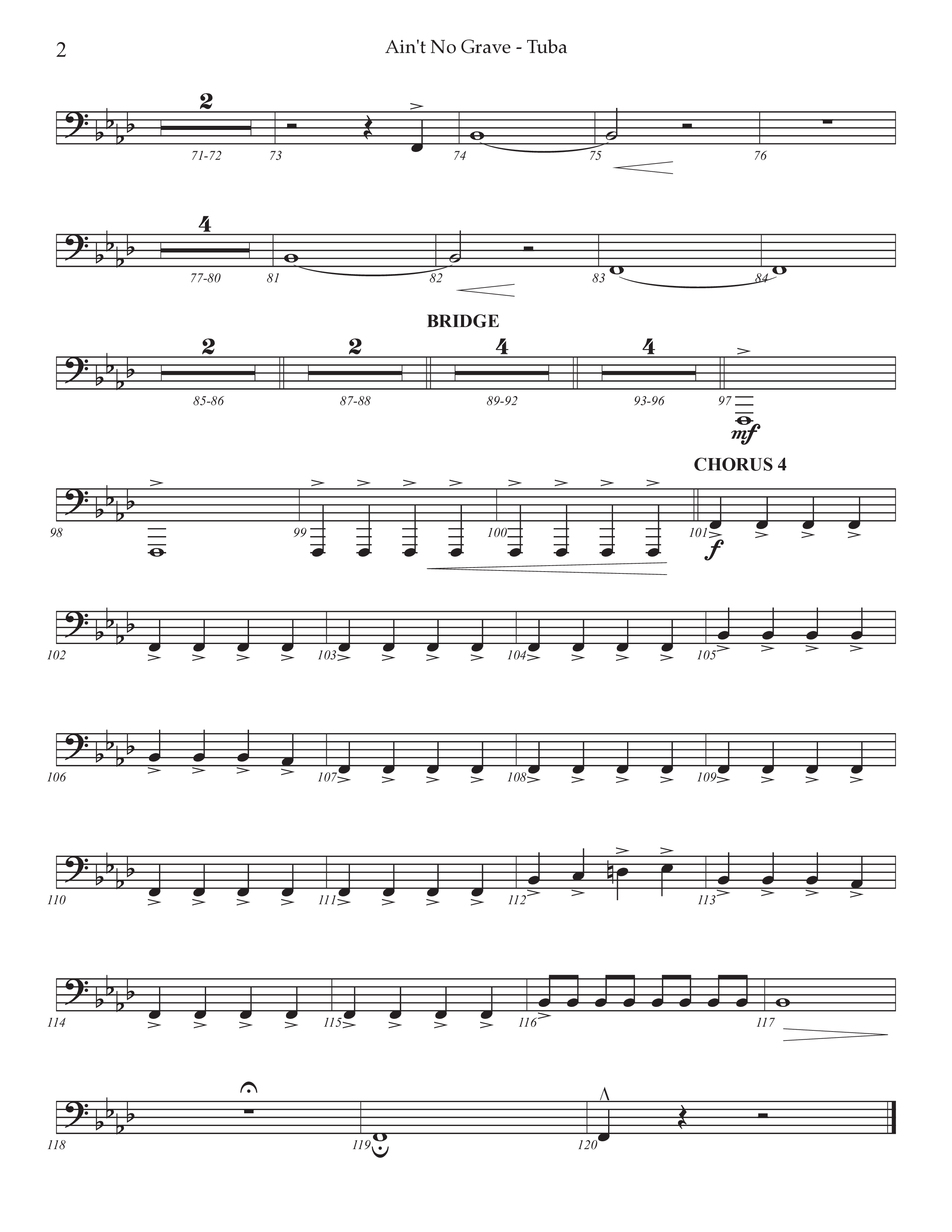 Ain't No Grave (Choral Anthem SATB) Tuba (Prestonwood Choir / Prestonwood Worship / Arr. Jonathan Walker)