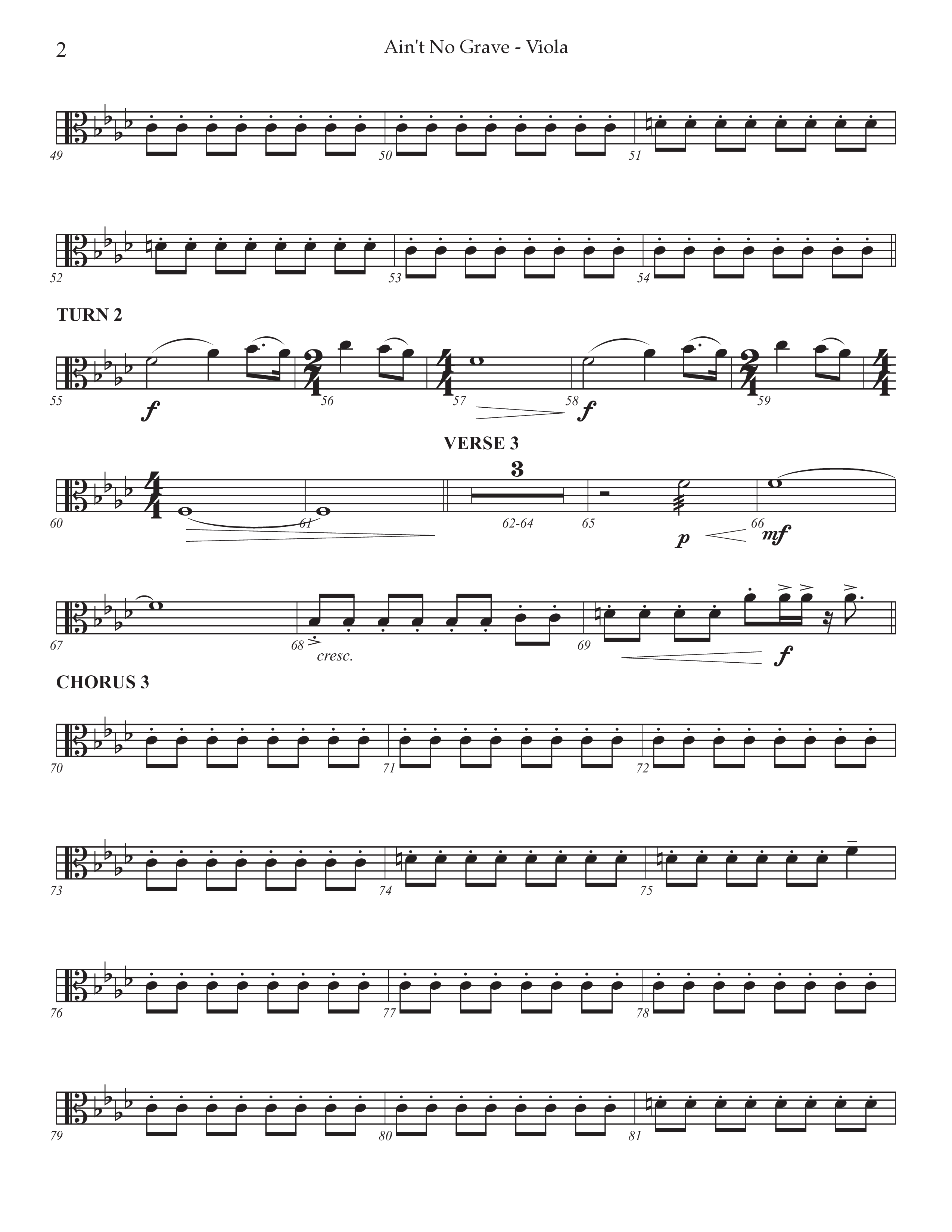 Ain't No Grave (Choral Anthem SATB) Viola (Prestonwood Choir / Prestonwood Worship / Arr. Jonathan Walker)