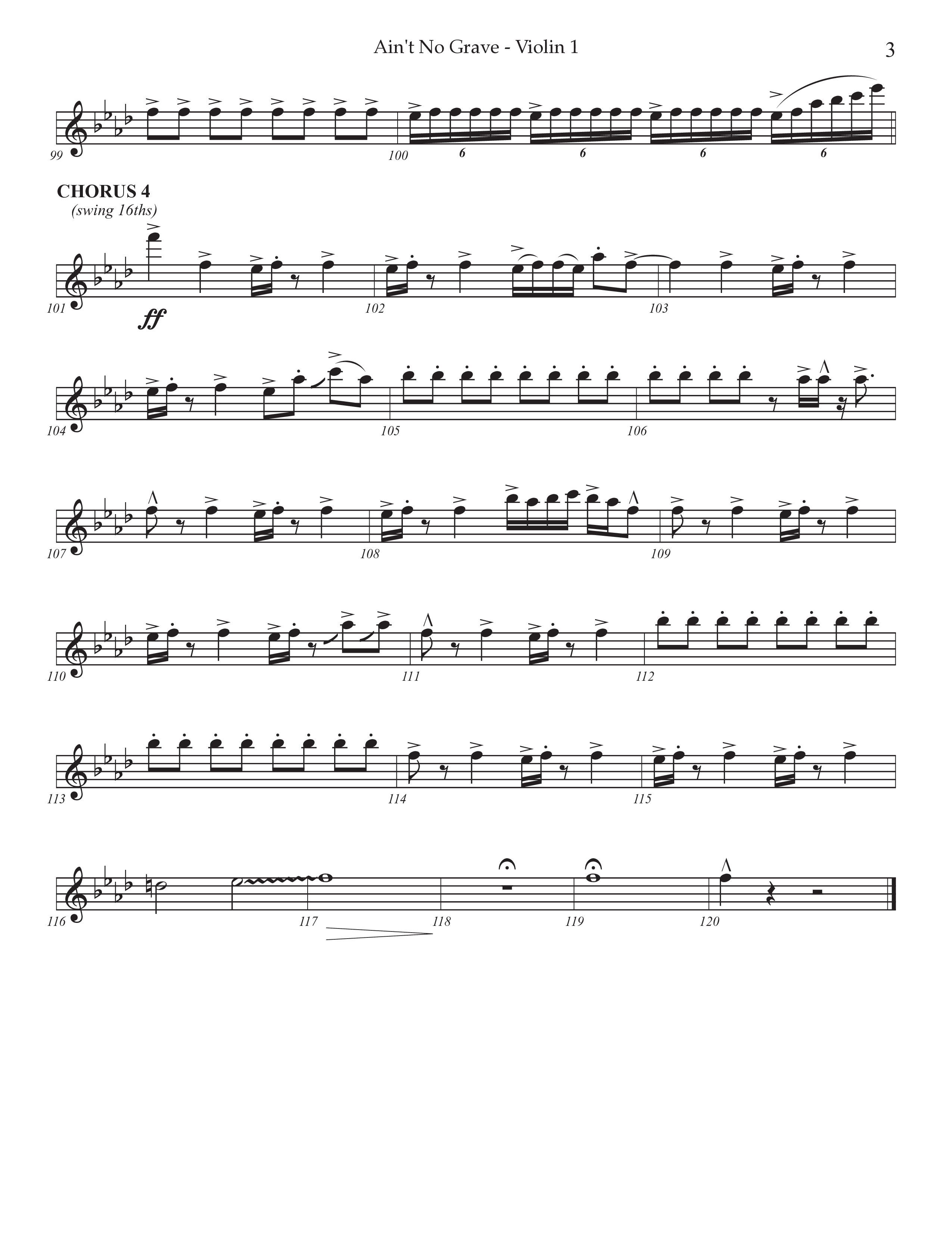 Ain't No Grave (Choral Anthem SATB) Violin 1 (Prestonwood Choir / Prestonwood Worship / Arr. Jonathan Walker)