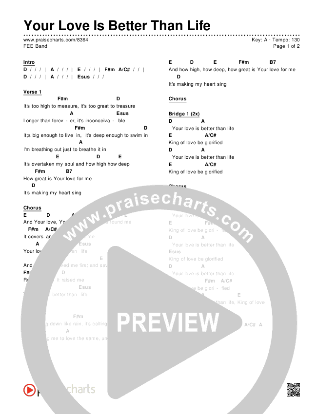 Your Love Is Better Than Life Chords & Lyrics (FEE Band)