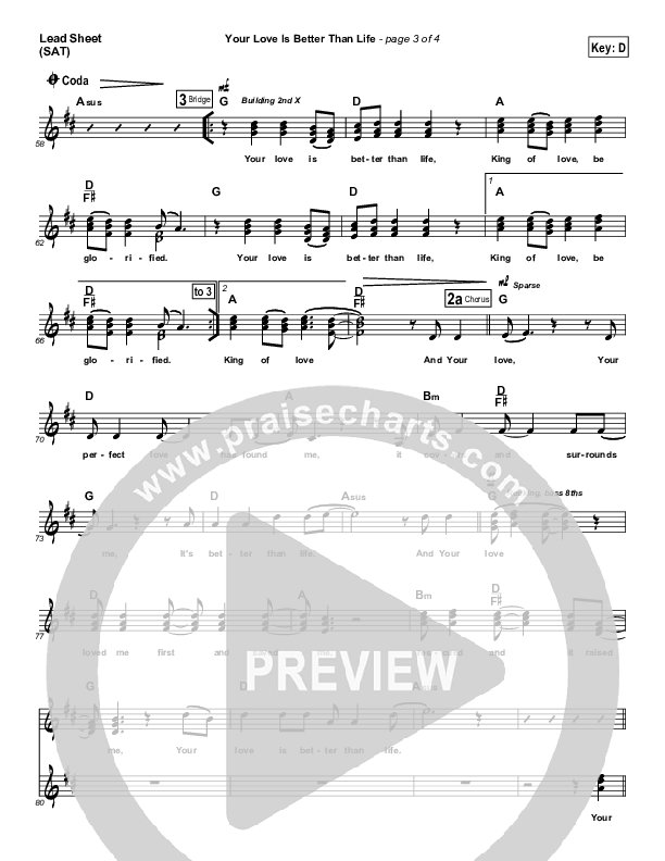 Your Love Is Better Than Life Lead Sheet (FEE Band)