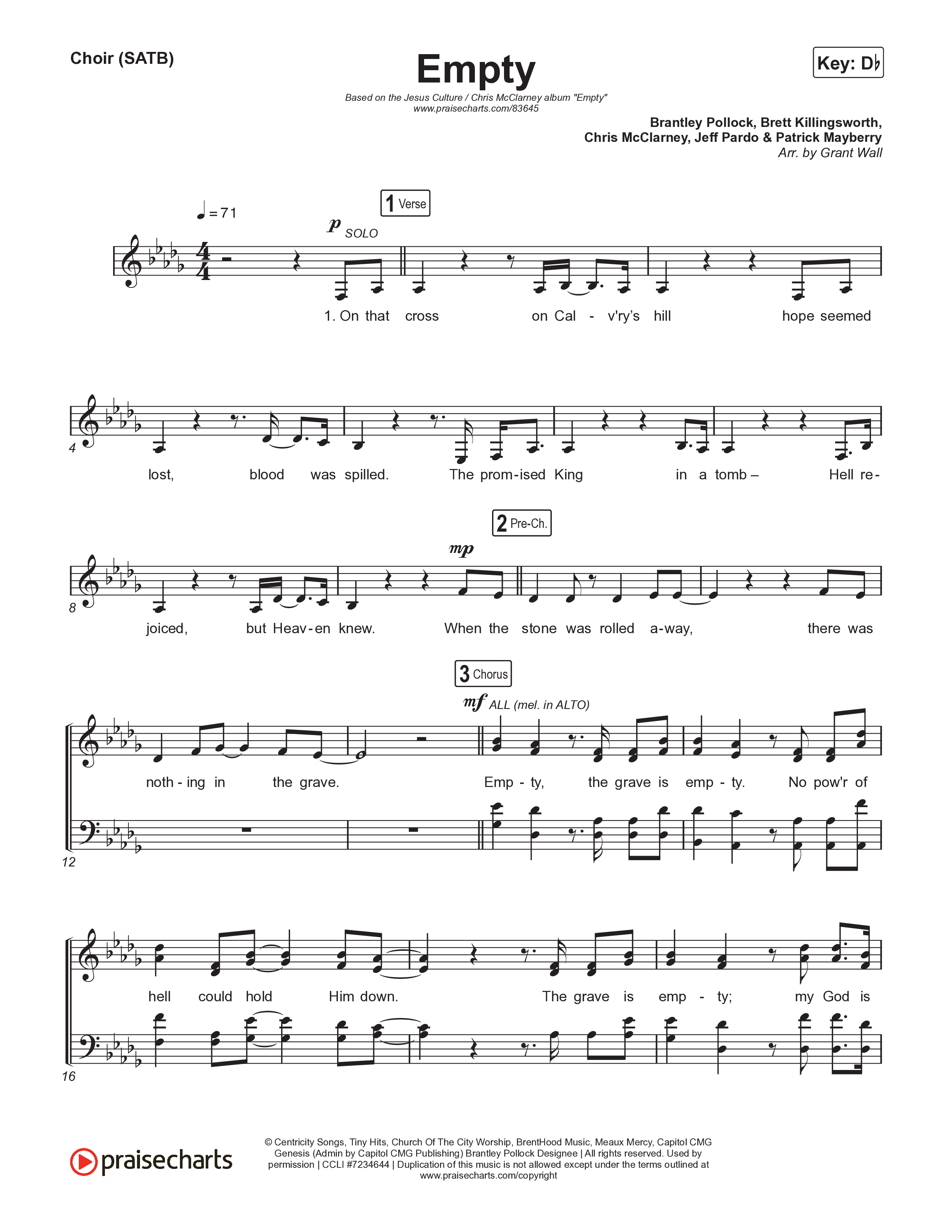 Empty Choir Sheet (SATB) (Chris McClarney / Jesus Culture)