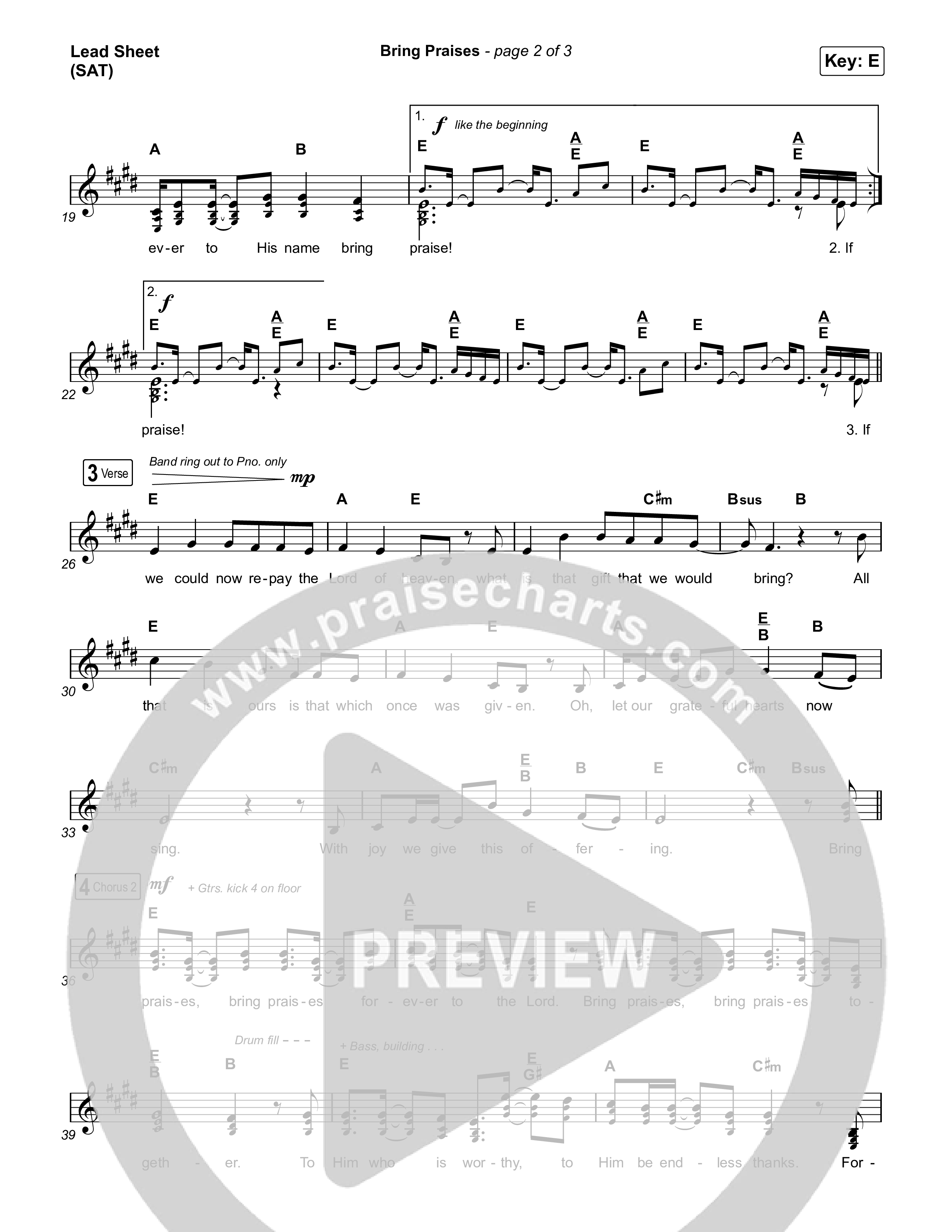 Bring Praises Lead Sheet (SAT) (Matt Boswell / Matt Papa)
