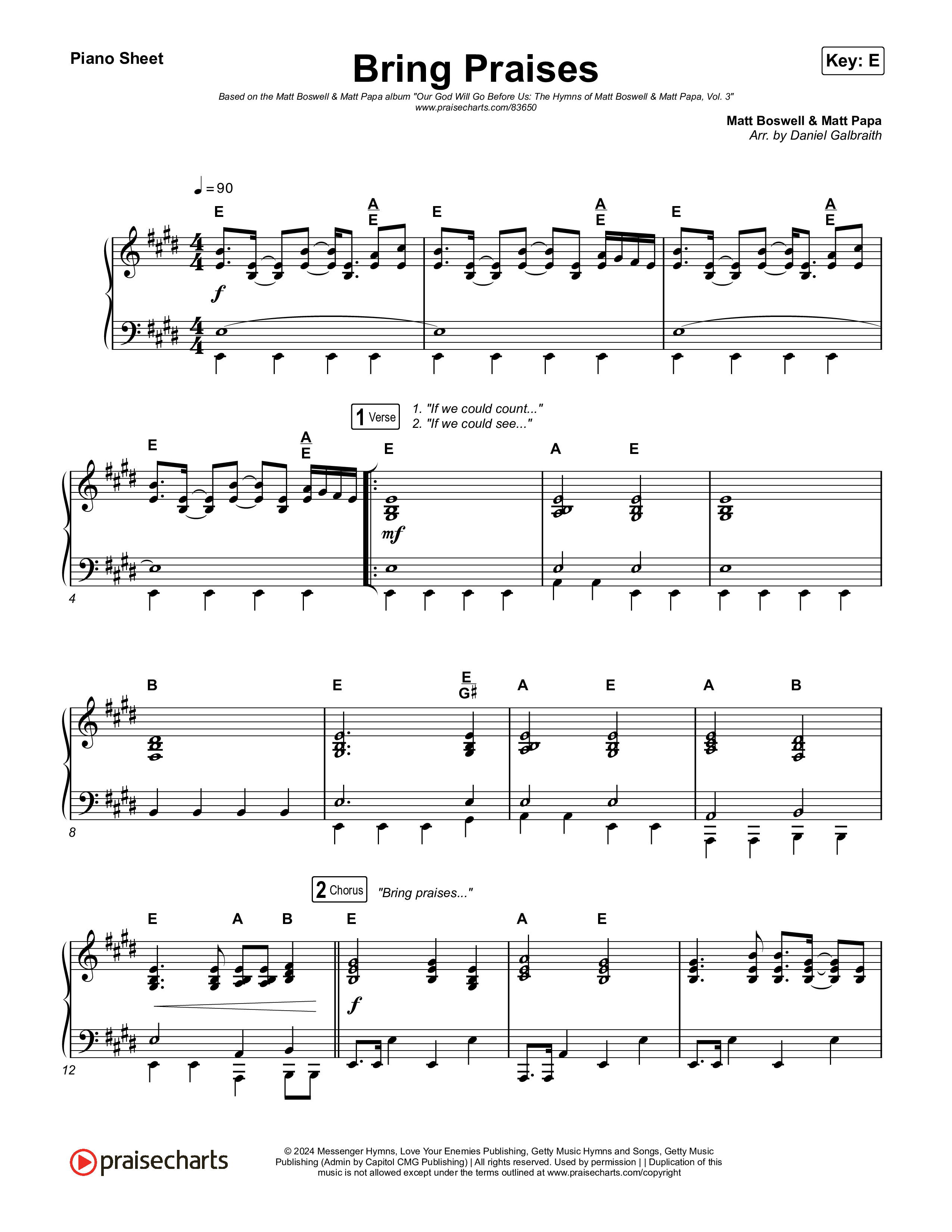 Bring Praises Piano Sheet (Matt Boswell / Matt Papa)
