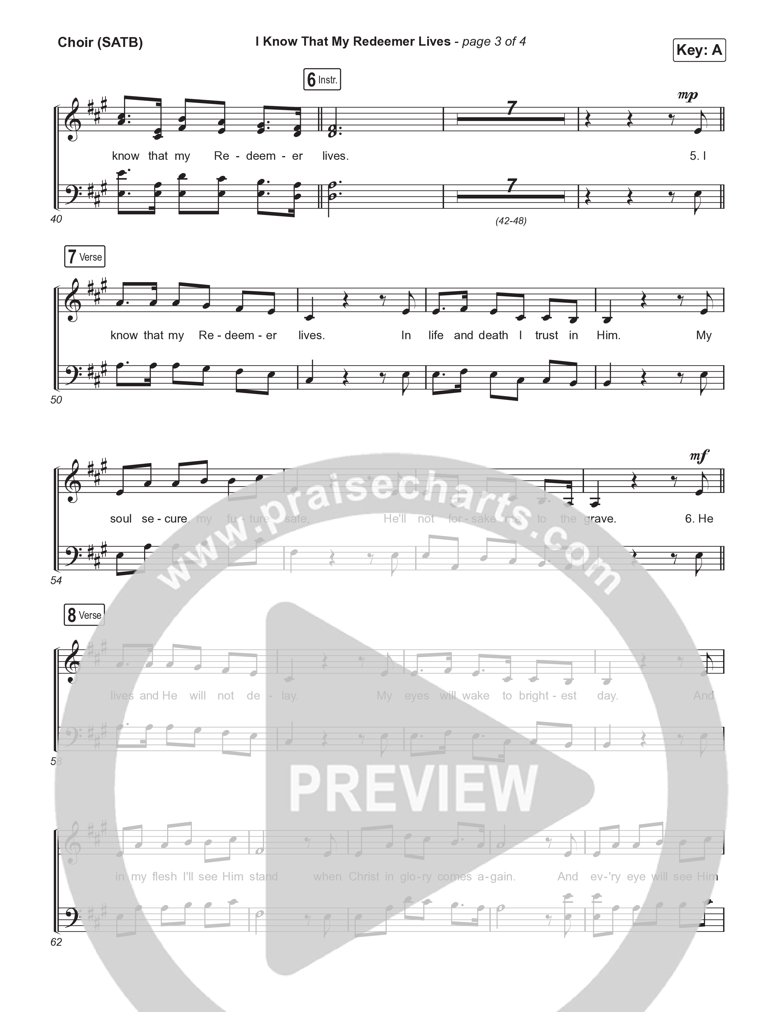 I Know That My Redeemer Lives Choir Sheet (SATB) (Matt Boswell / Matt Papa)