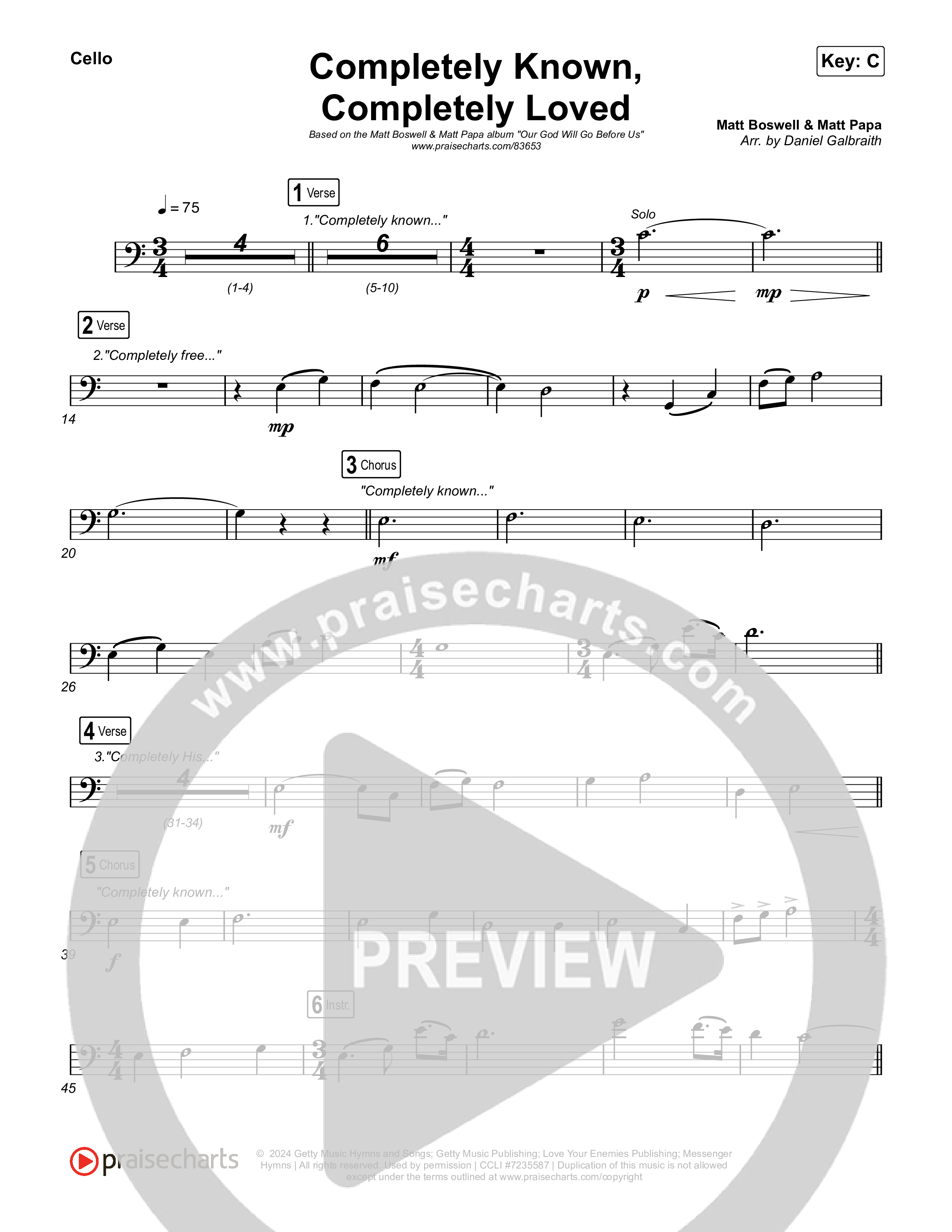 Completely Known Completely Loved Cello (Matt Boswell / Matt Papa)