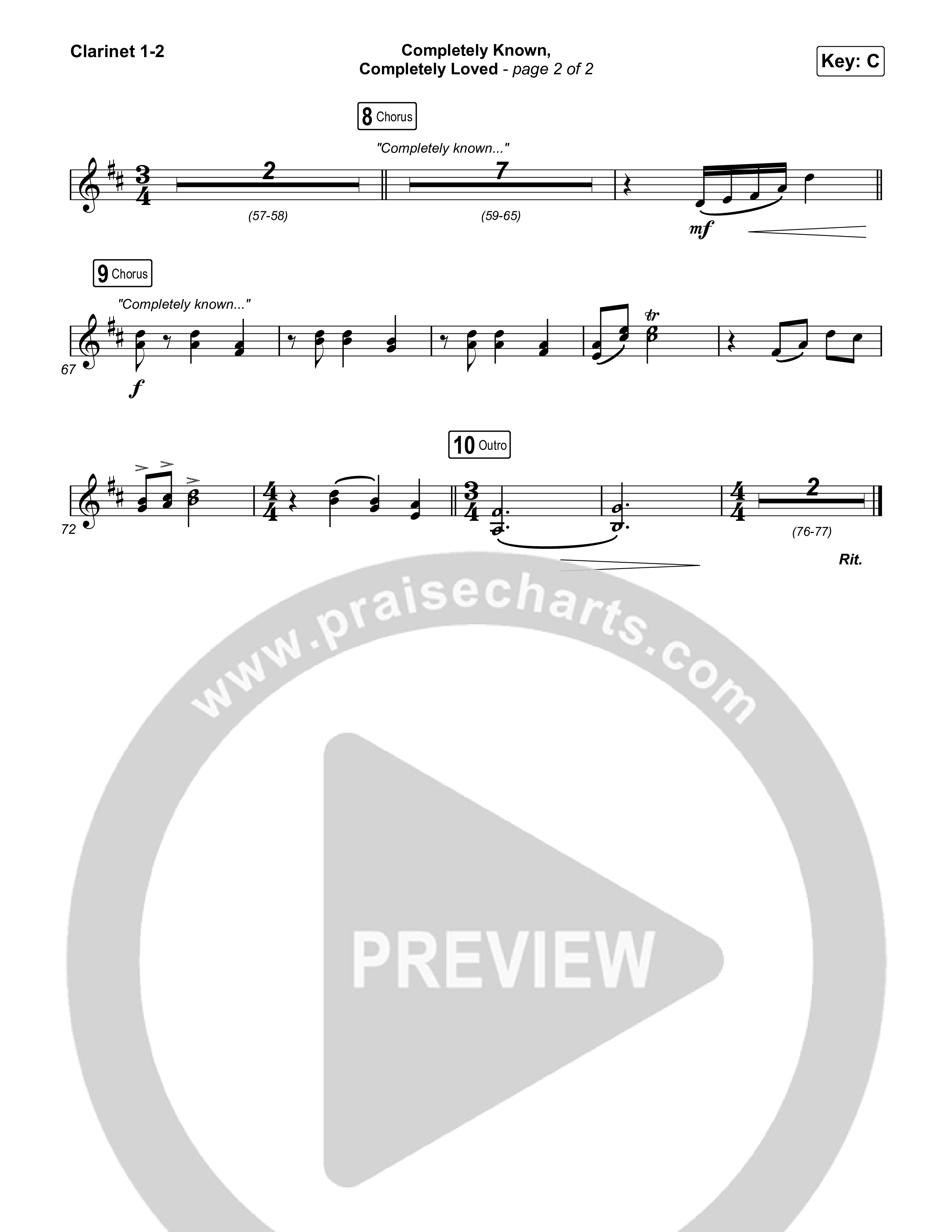 Completely Known Completely Loved Clarinet 1,2 (Matt Boswell / Matt Papa)