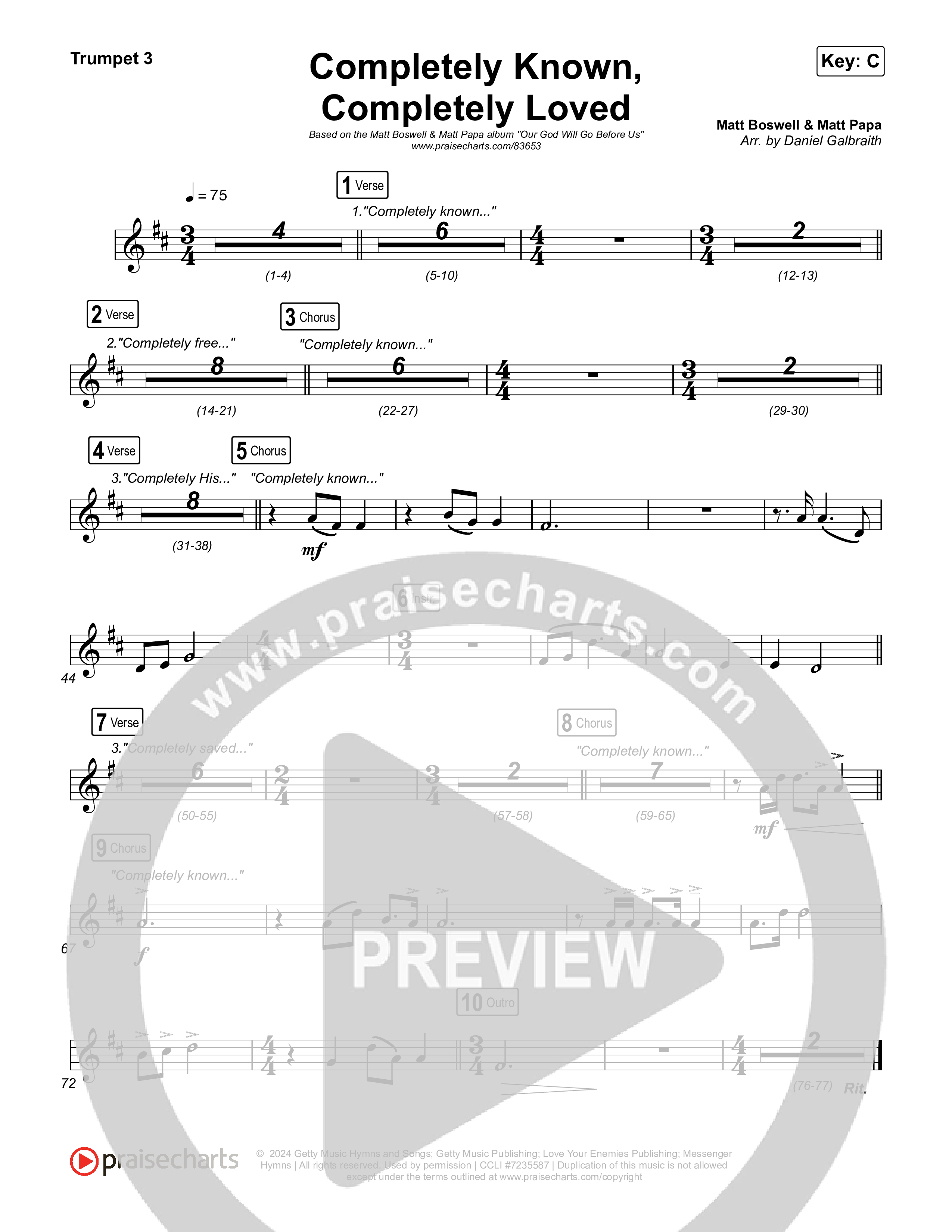 Completely Known Completely Loved Trumpet 1,2 (Matt Boswell / Matt Papa)