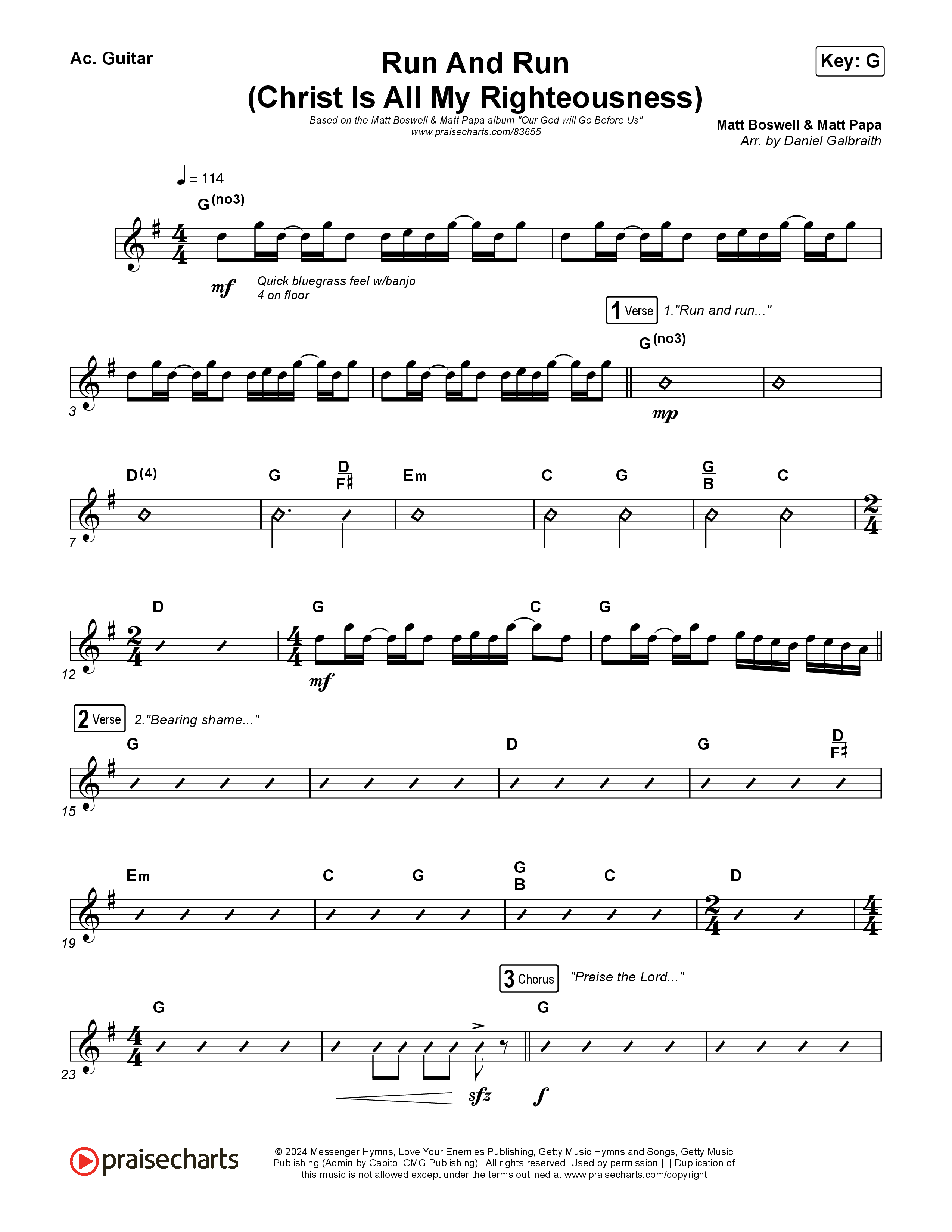 Run And Run (Christ Is All My Righteousness) Acoustic Guitar (Matt Boswell / Matt Papa)