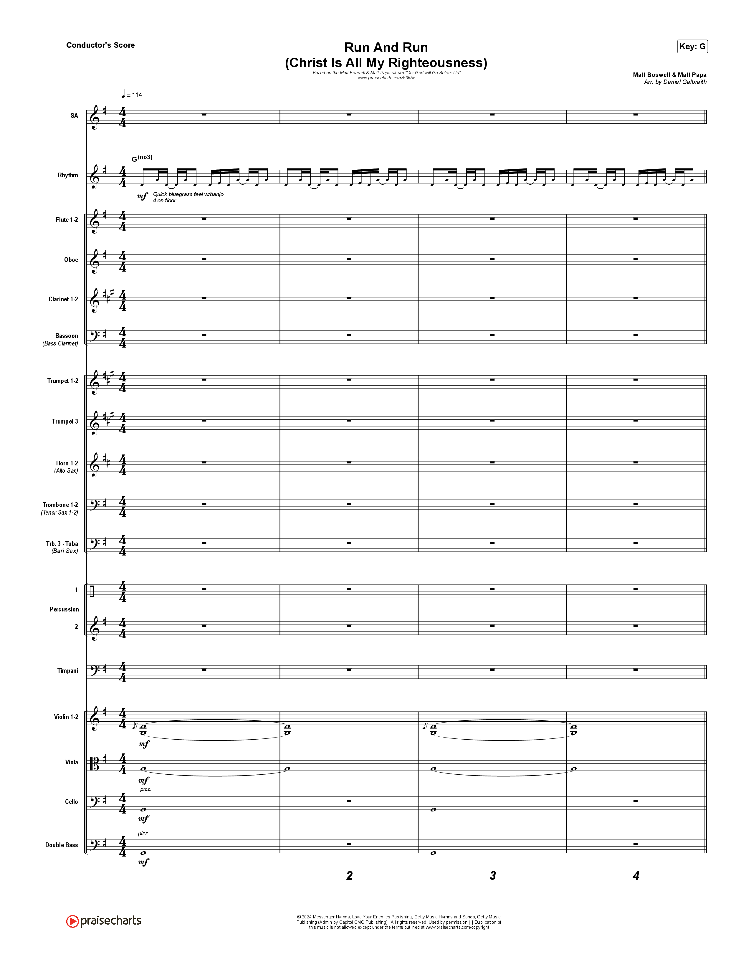 Run And Run (Christ Is All My Righteousness) Conductor's Score (Matt Boswell / Matt Papa)