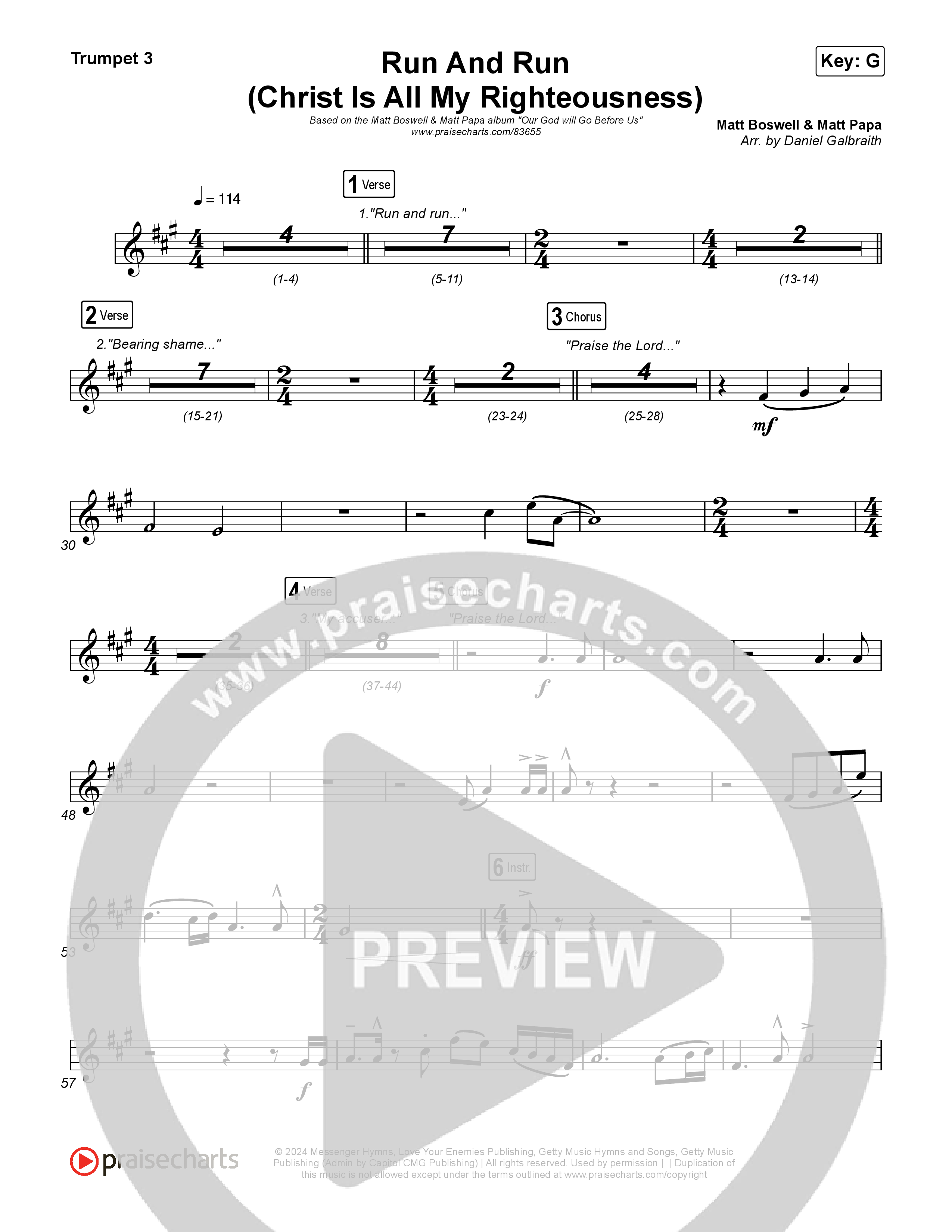 Run And Run (Christ Is All My Righteousness) Trumpet 1,2 (Matt Boswell / Matt Papa)