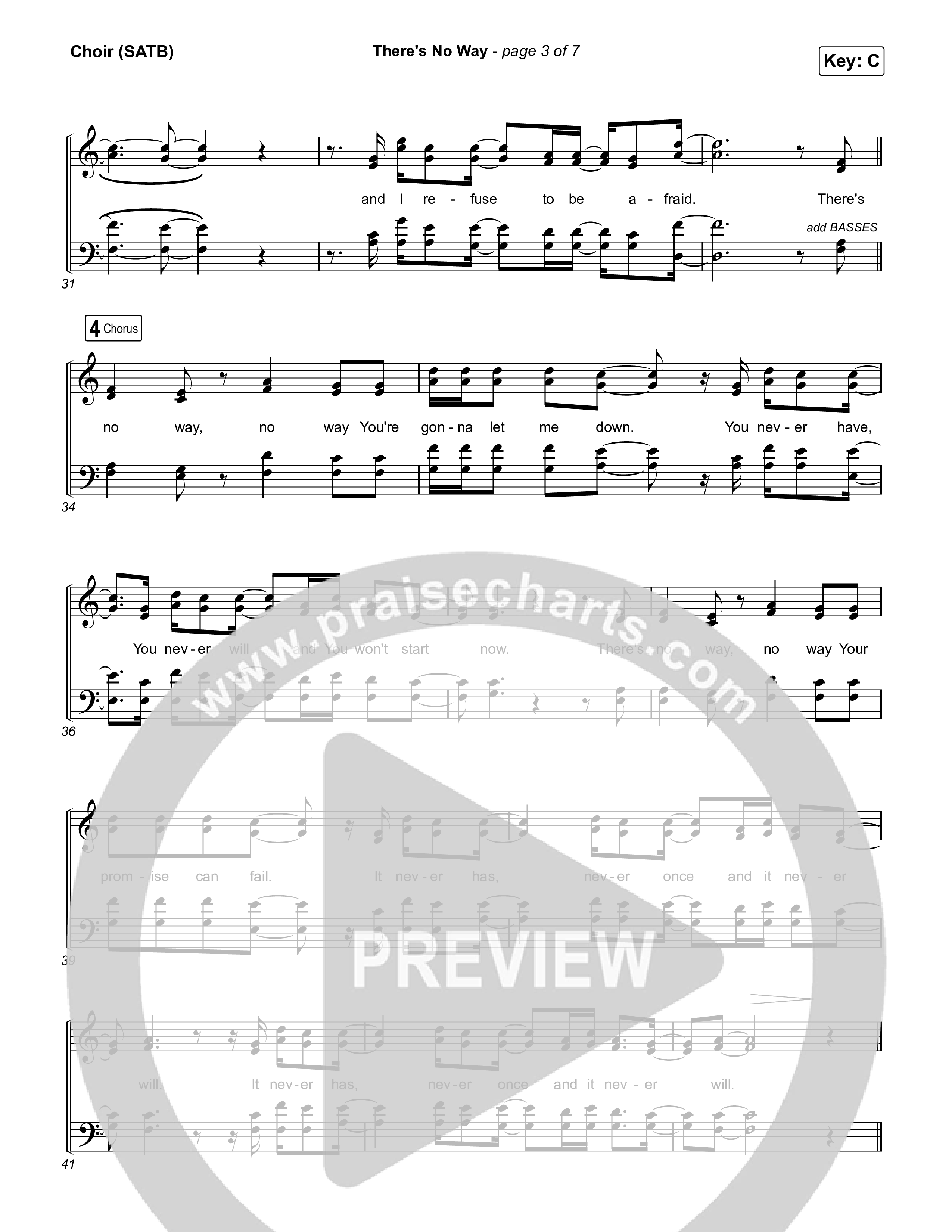 There's No Way Choir Sheet (SATB) (Red Rocks Worship / Chris Brown)