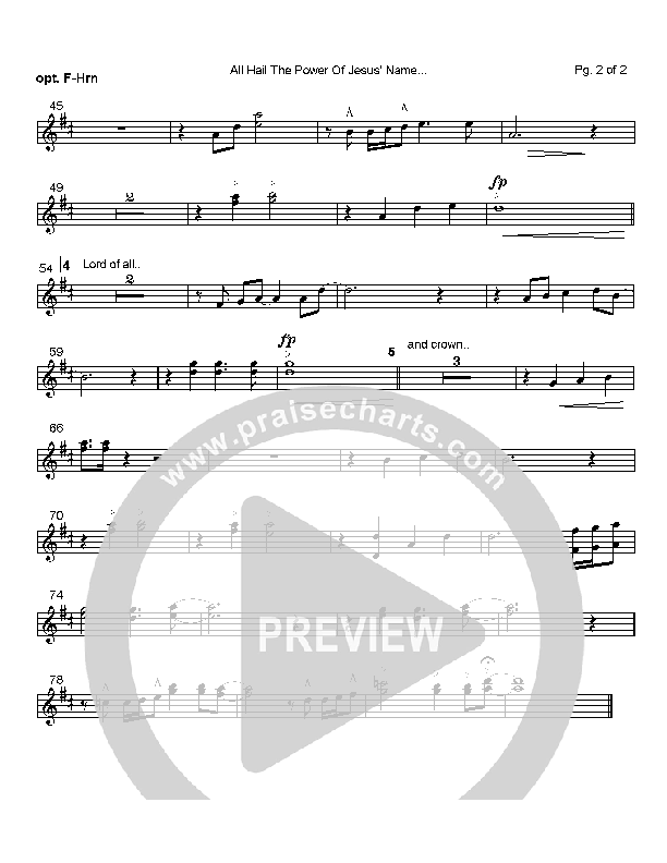 All Hail The Power Of Jesus Name French Horn (Paul Baloche)