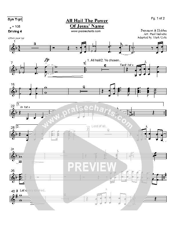 All Hail The Power Of Jesus Name Trumpet (Paul Baloche)