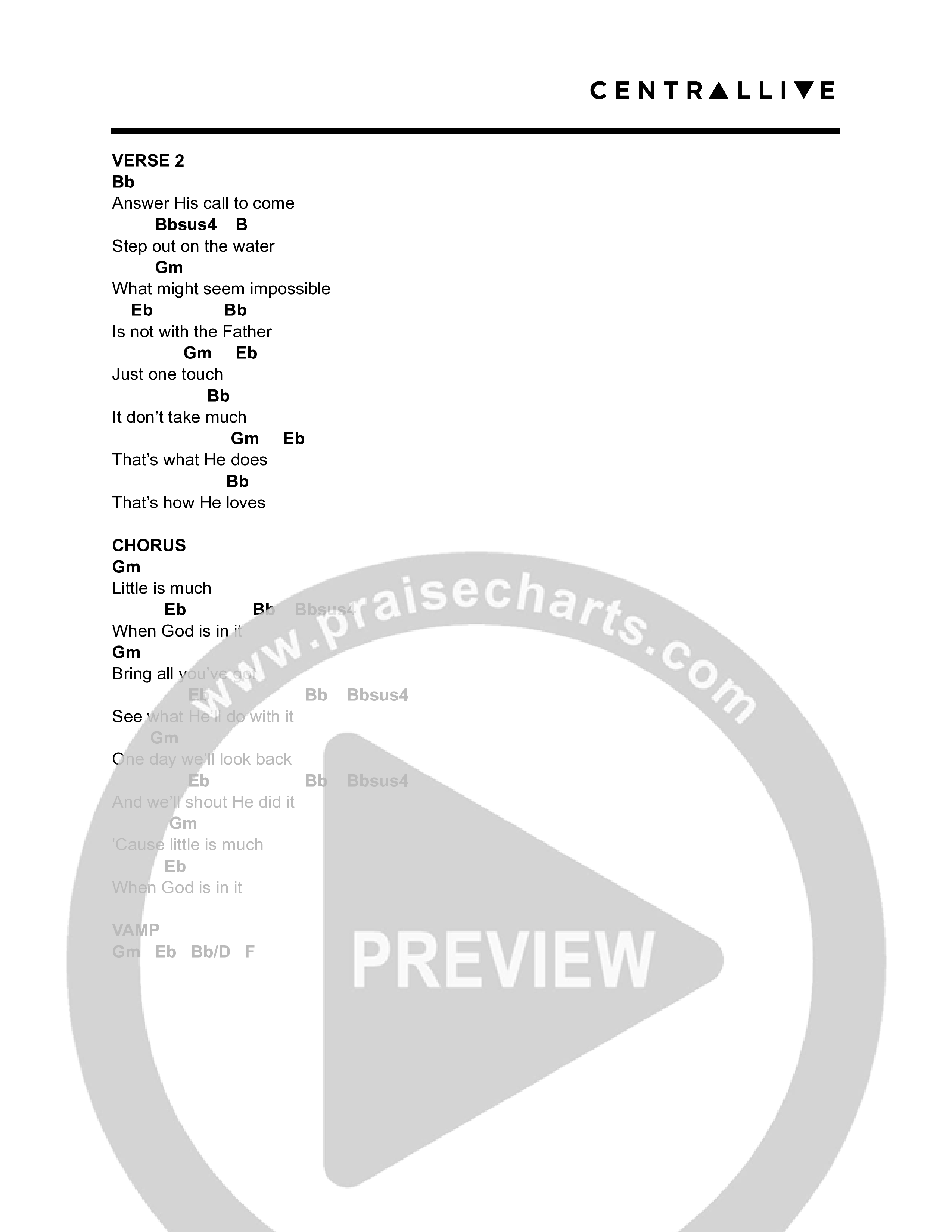 Little Is Much Chord Chart (Central Live)