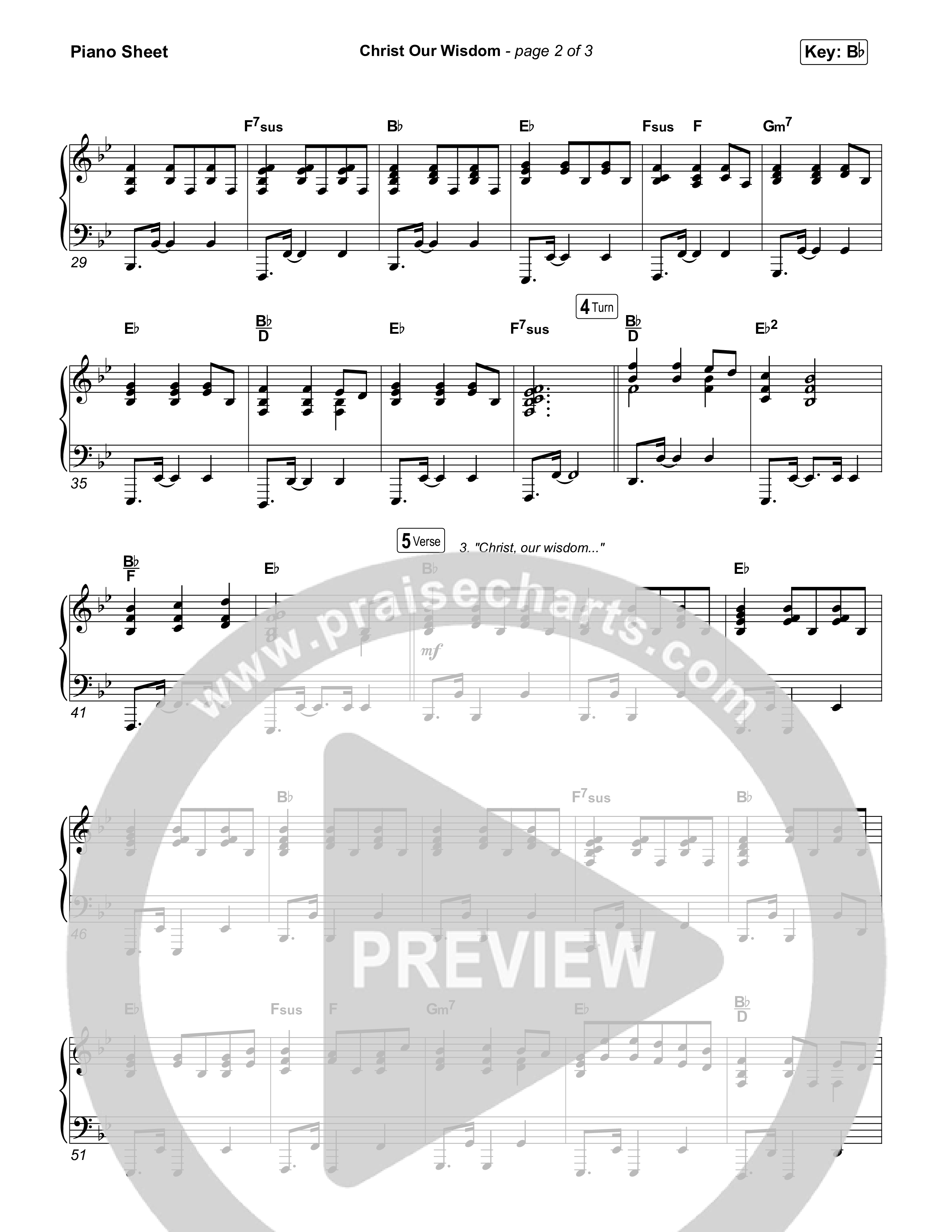 Christ Our Wisdom (Live) Piano Sheet (Sovereign Grace)