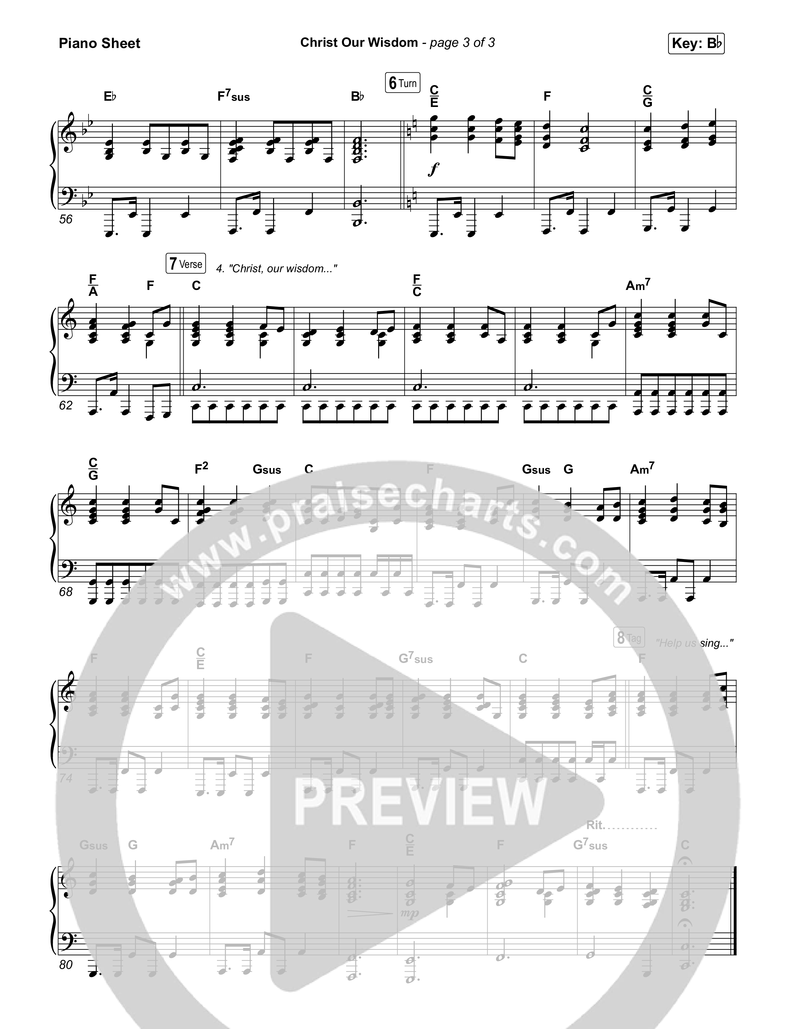 Christ Our Wisdom (Live) Piano Sheet (Sovereign Grace)